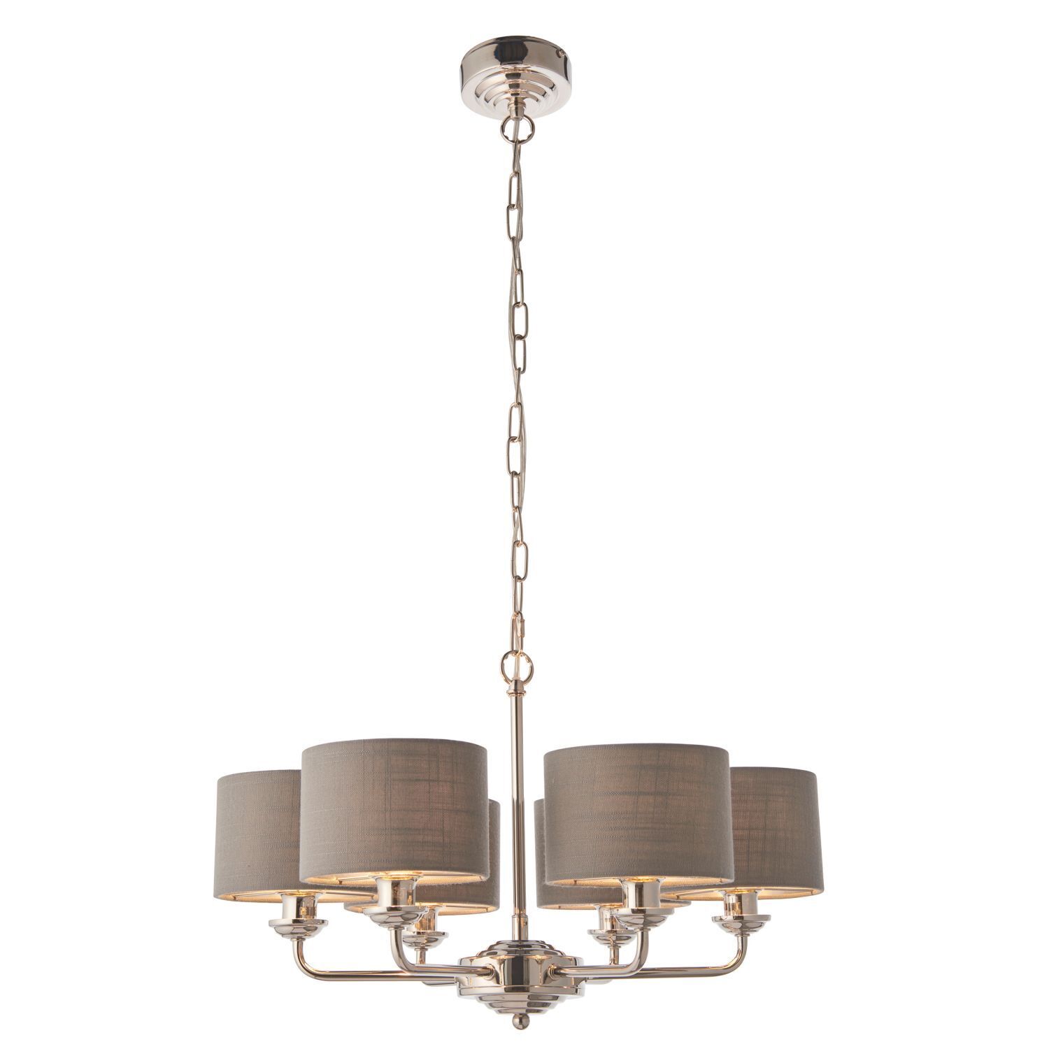 Lustre avec abat-jour Métal Tissu 6x E14 Nickel Anthracite