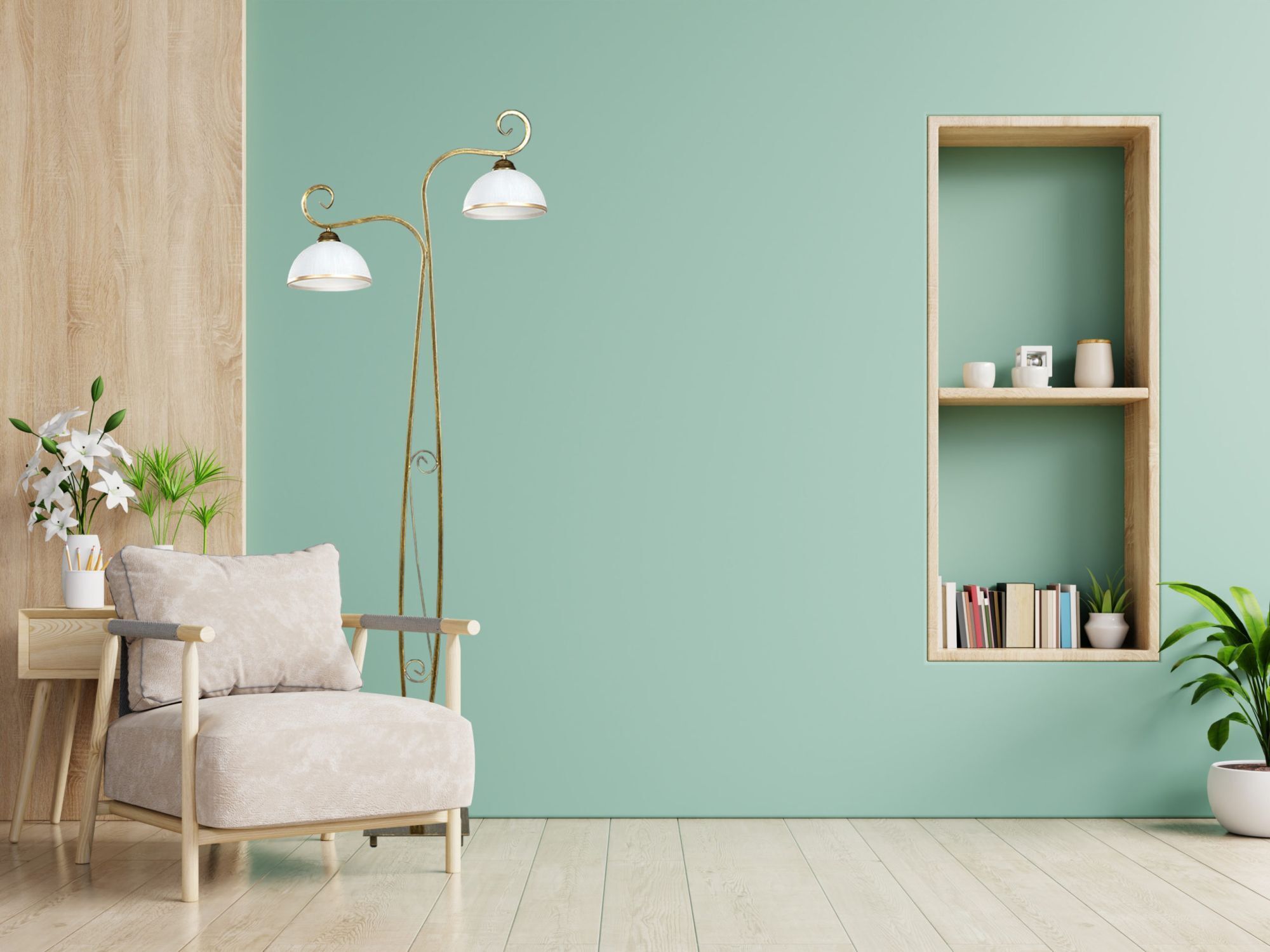 Stehleuchte Gold Antik Weiß Metall Glas 2-flammig Lampe, Mobiliar