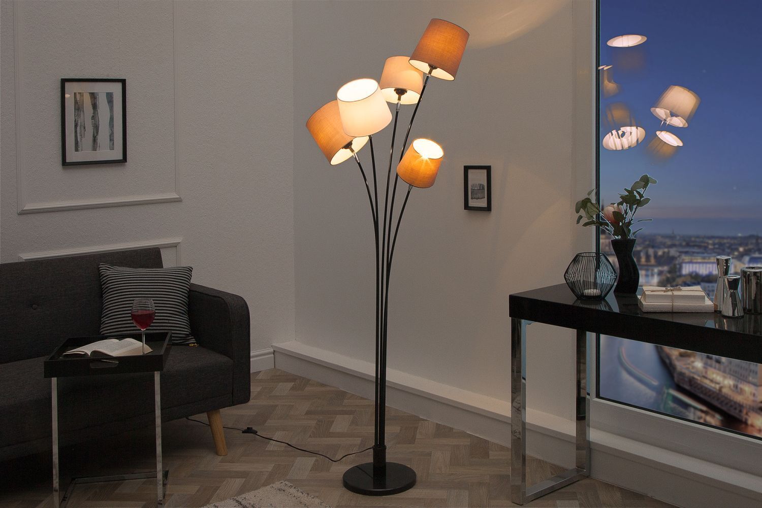 Wohnzimmer Stehlampe Modern Weiß Braun Beige LEVELS Lampe, Stehlampe