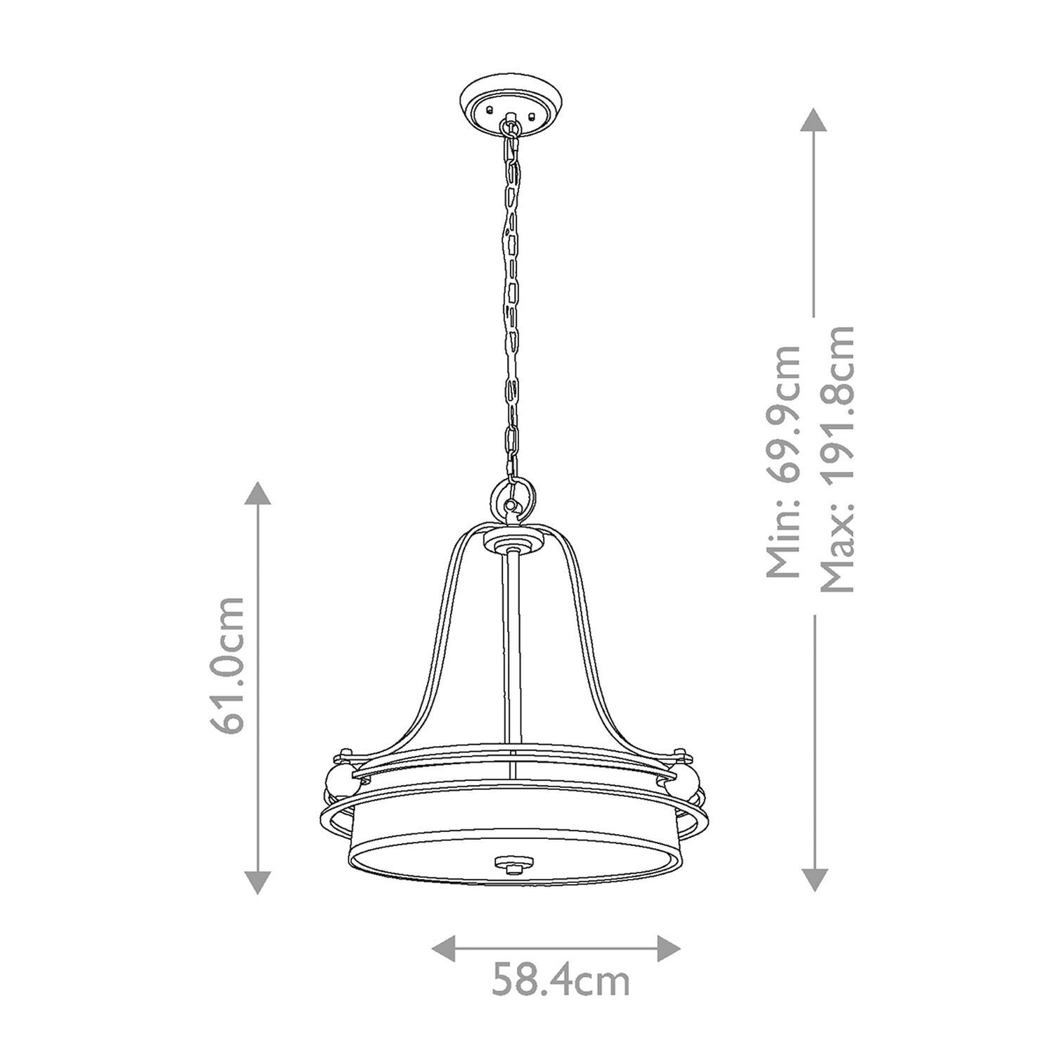 Suspension verre métal ronde D : 58,4 cm 4x E27 faible éblouissement
