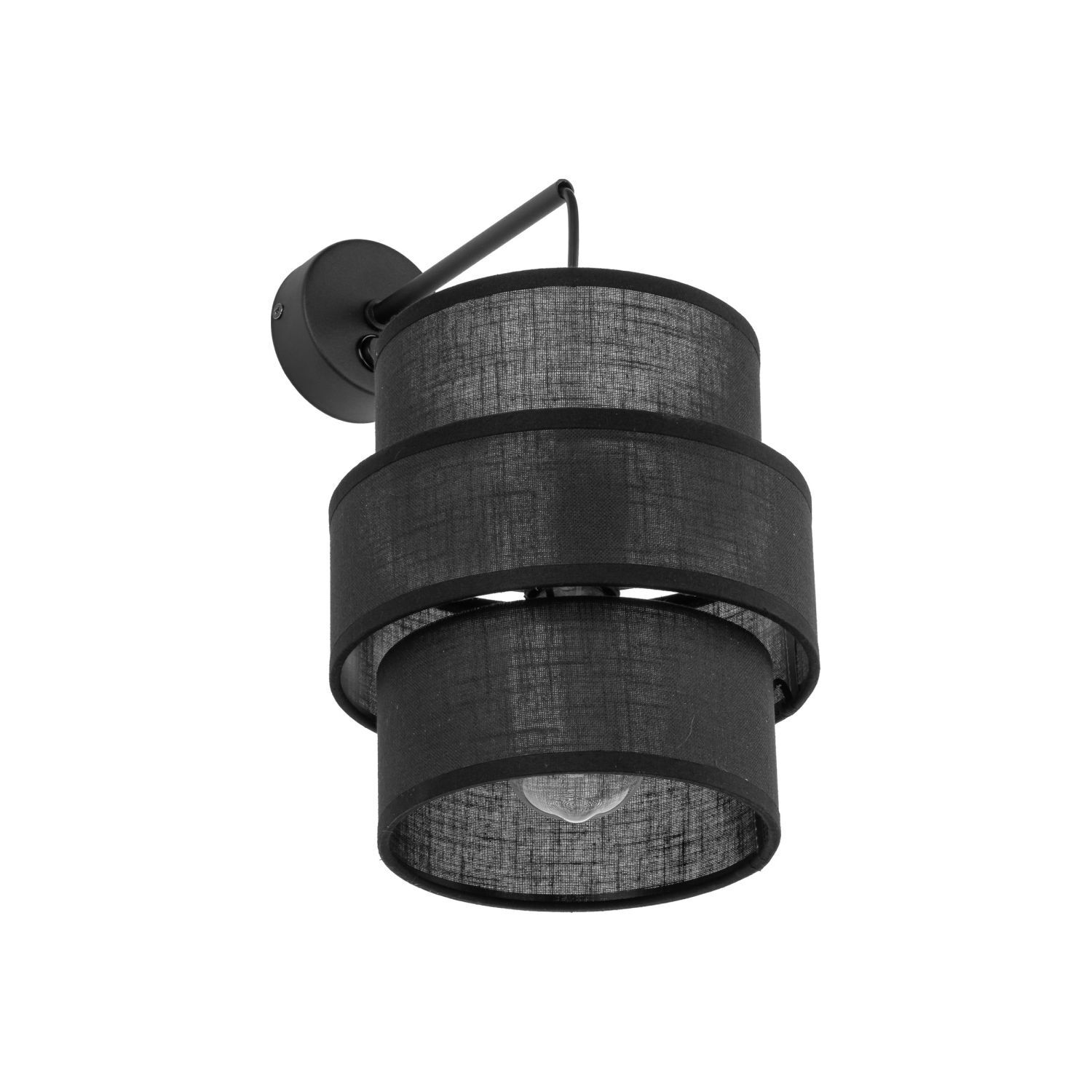 Applique avec interrupteur H : 33 cm Tissu Métal Noir E27 Lampe, Kronleuchter
