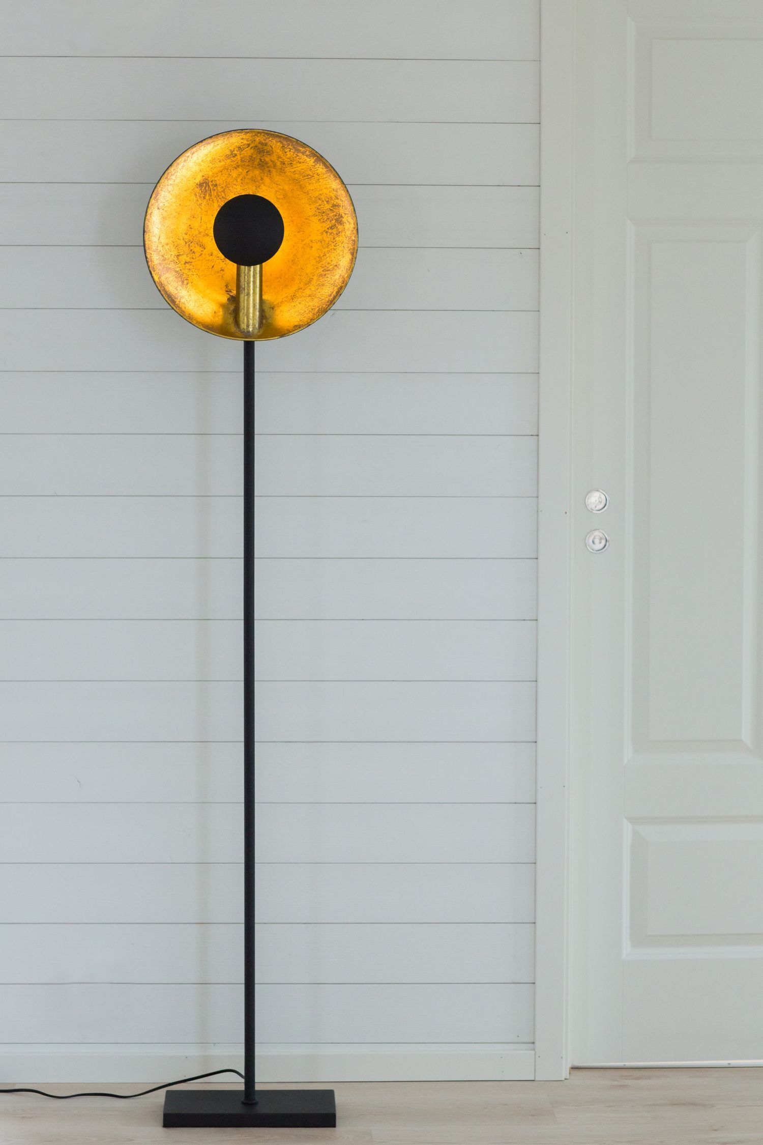 Stehlampe Metall 171 cm in Schwarz Gold E27 ANJA Lampe, Stehlampe