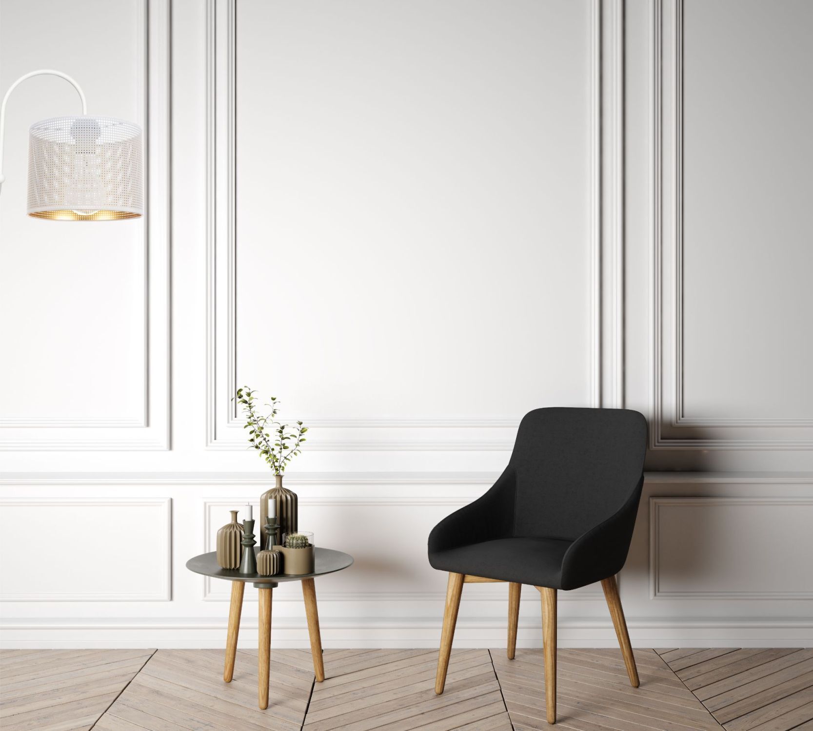 Metall Wandleuchte in Weiß Gold E27 B:20 cm stilvoll Sessel, Loungesessel, Holzbeine, modernes Interieur, Beistelltisch