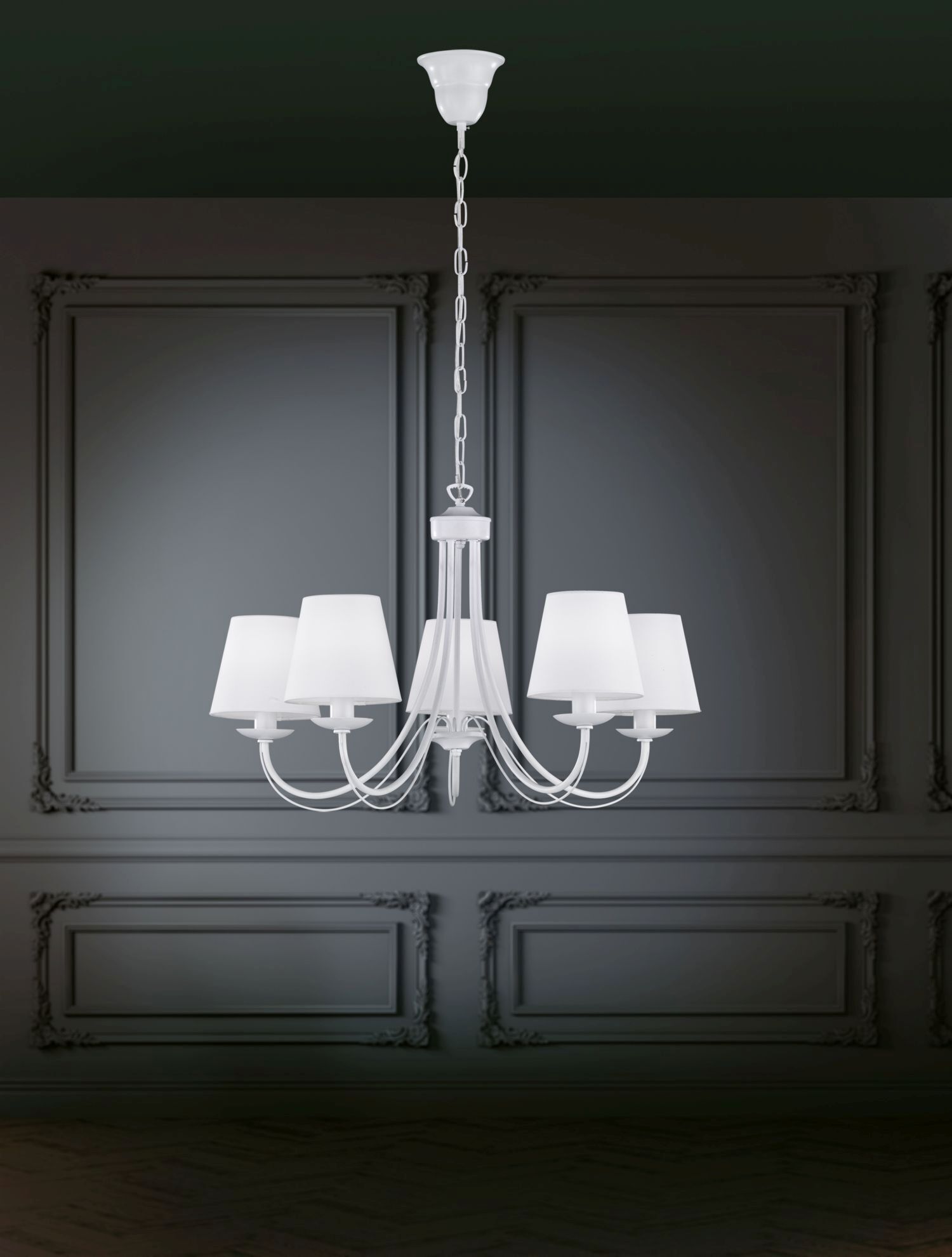 Wohnlicher Kronleuchter Stoff Metall Stoff E14 5-flmg Leuchter, Lampe