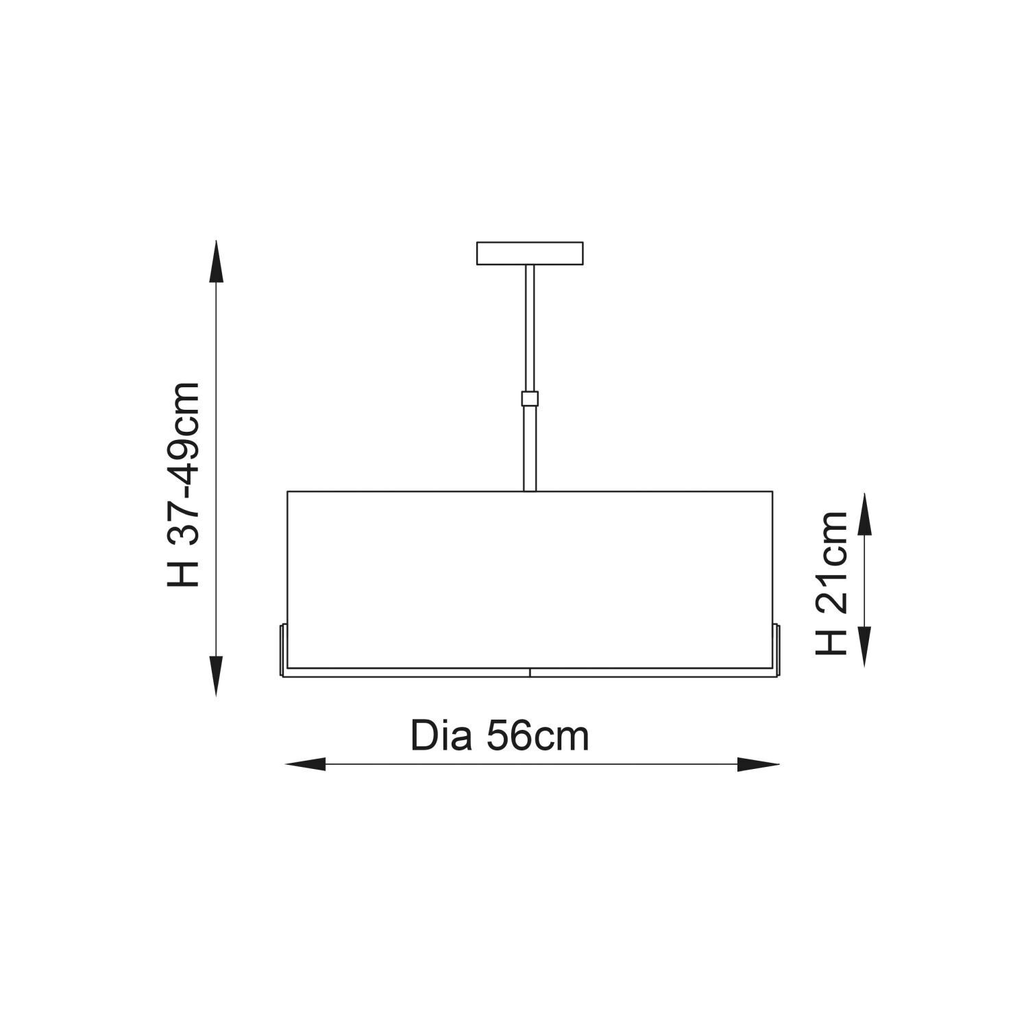 Deckenlampe rund Stoff Metall Ø 56 cm höhenverstellbar 3x E27