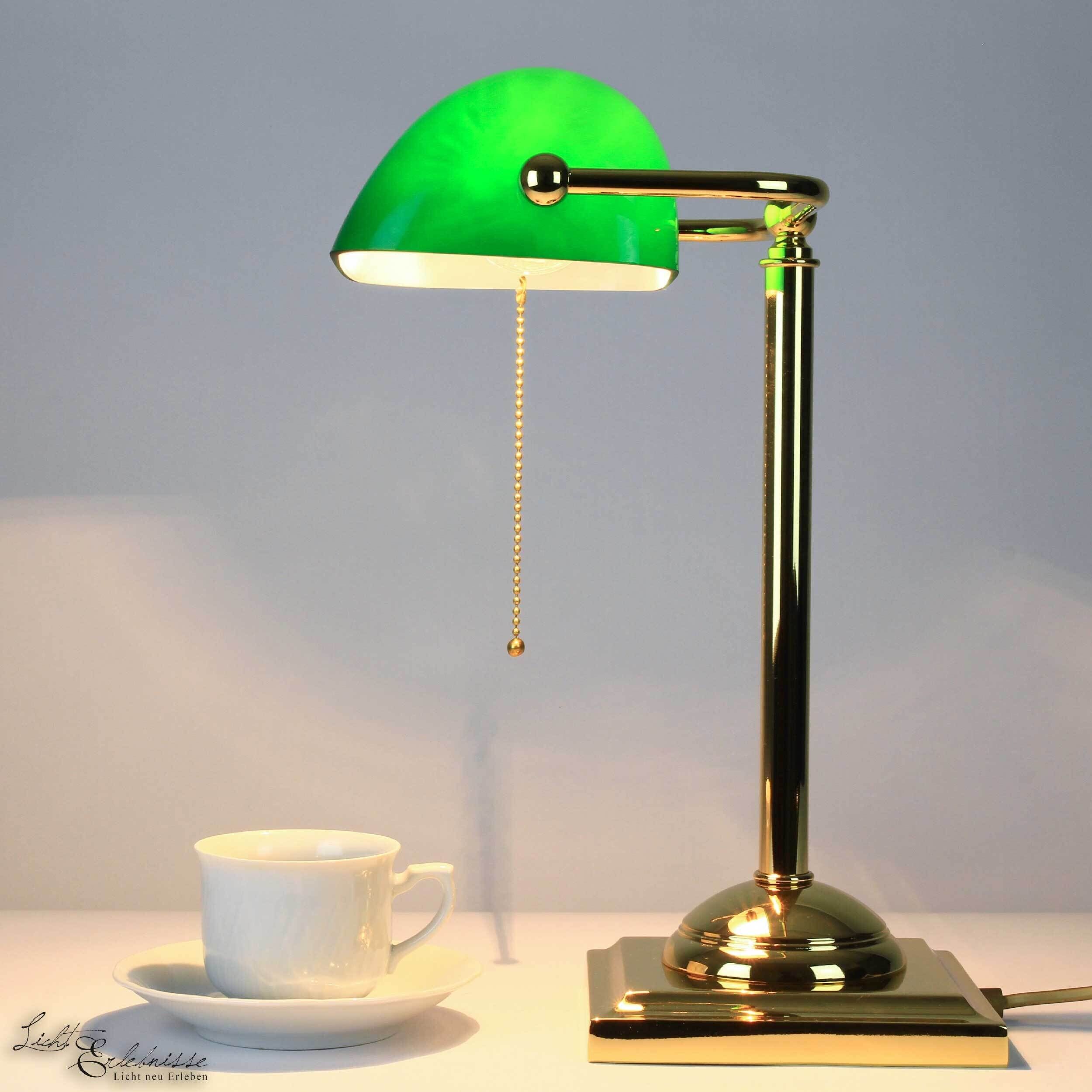 Designer Bankerleuchte mit 24K vergoldet Lampe, Tasse, Lampenschirm