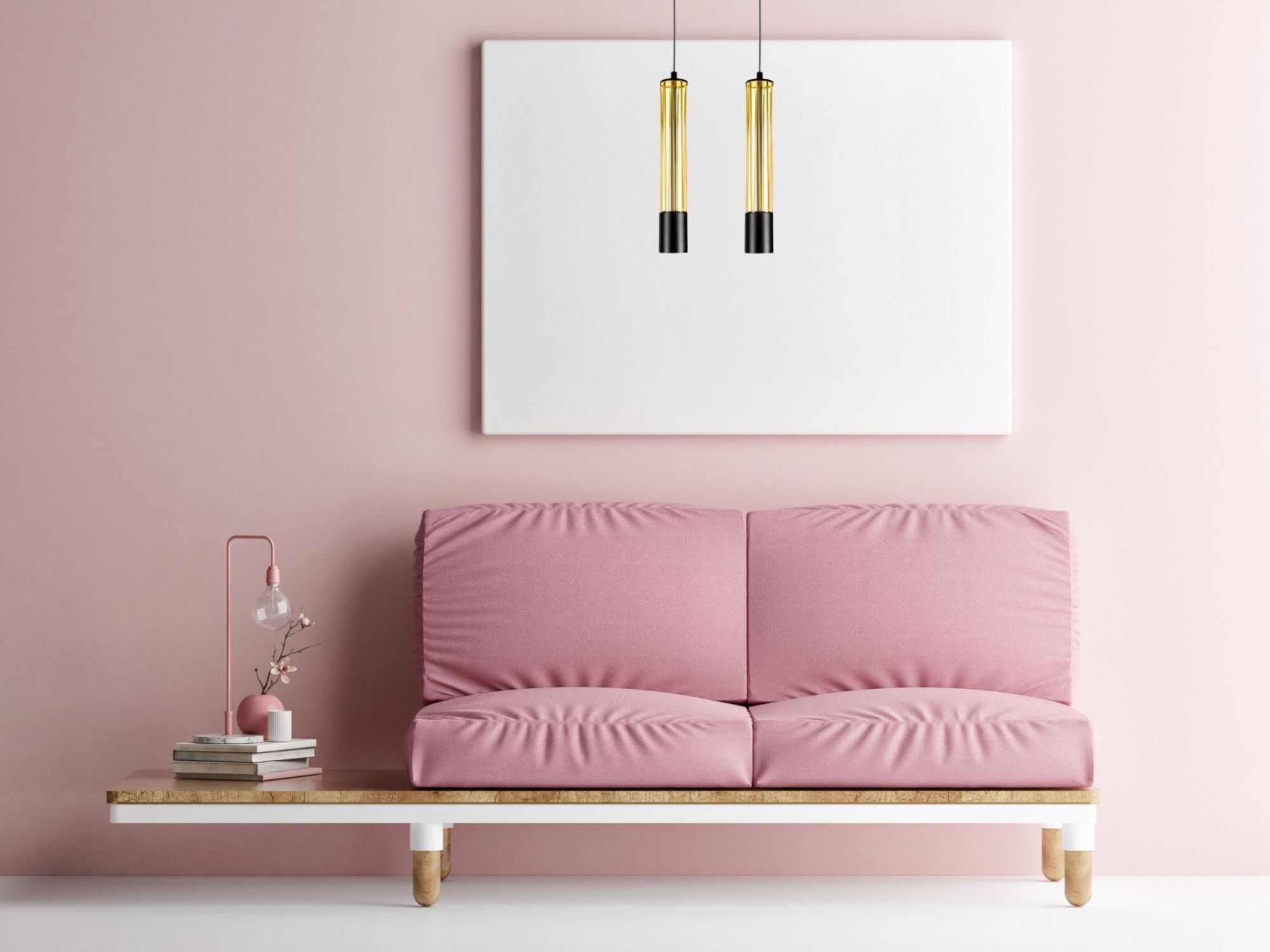 Lampe à suspendre métal GU10 35 cm de long noir or élégant Couch, Wohnzimmer, Innenarchitektur, Kissen, Dekoration für Zuhause