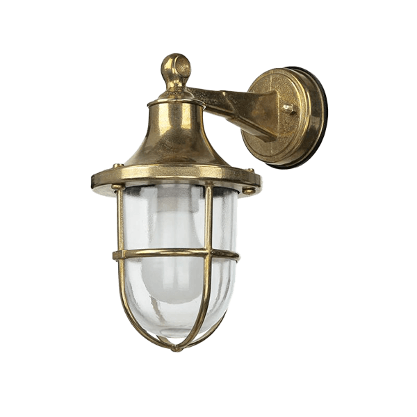 Wandlampe, Außenleuchte, Bronzefarben, Glasabdeckung, Gittereinsatz