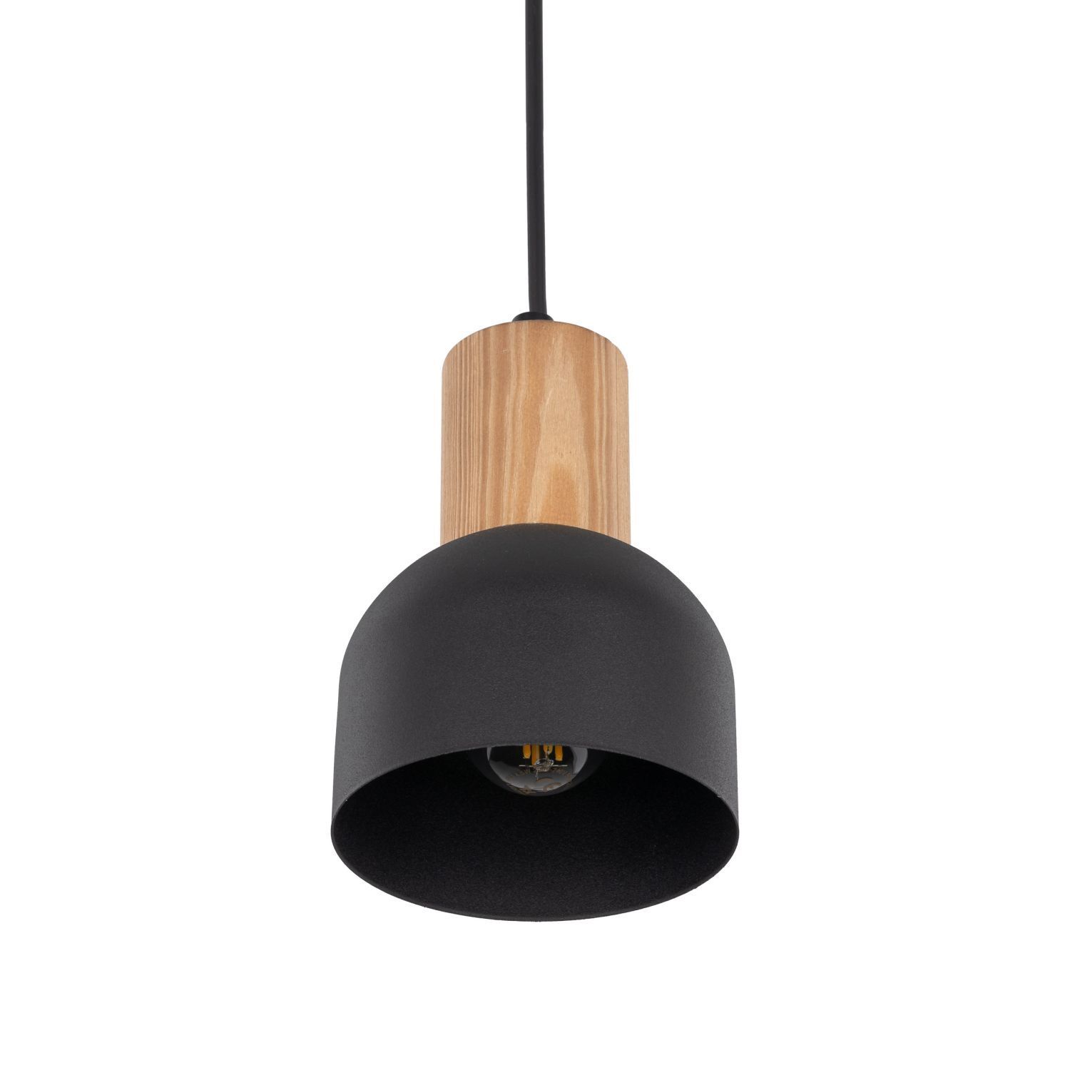 Pendelleuchte Metall Holz Ø 11,5 cm klein E27 Skandinavisch