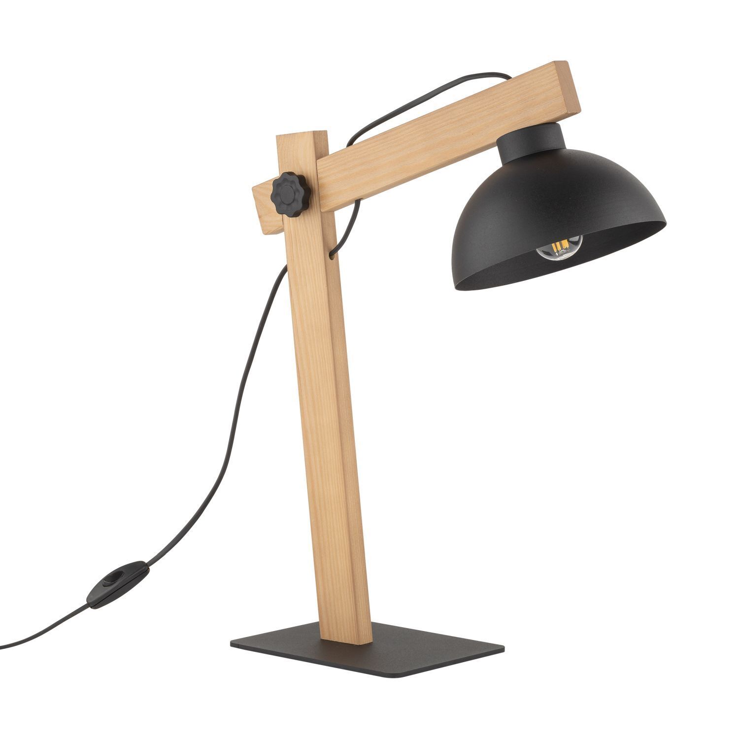 Schreibtischlampe Holz Metall 52 cm verstellbar Junges Wohnen