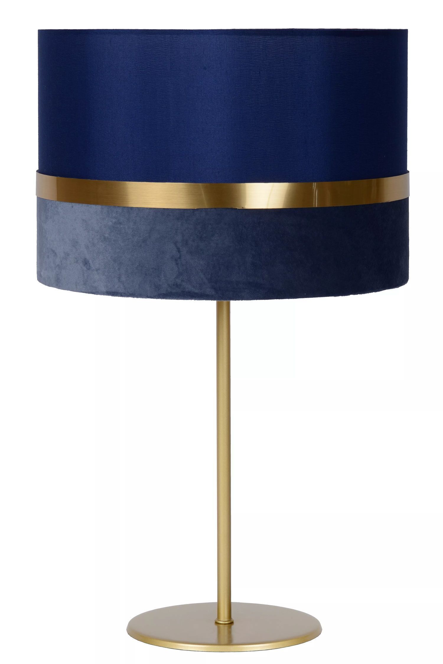 Tischlampe Stoffschirm Blau Gold 50 cm E14 blendarm