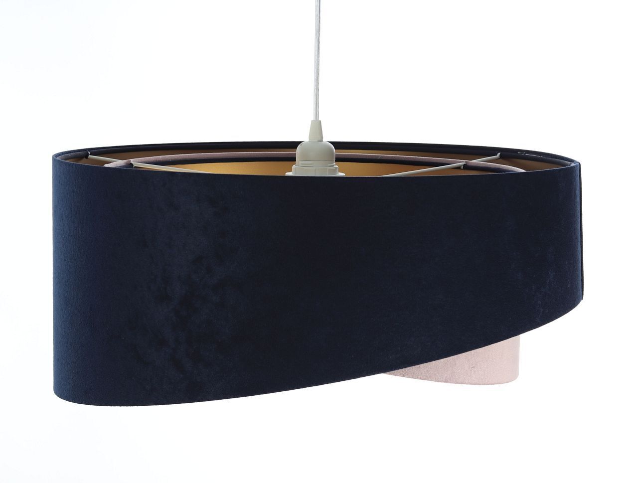 Lampe à suspendre Abat-jour en tissu bleu rose or E27 rond Ø 50 cm