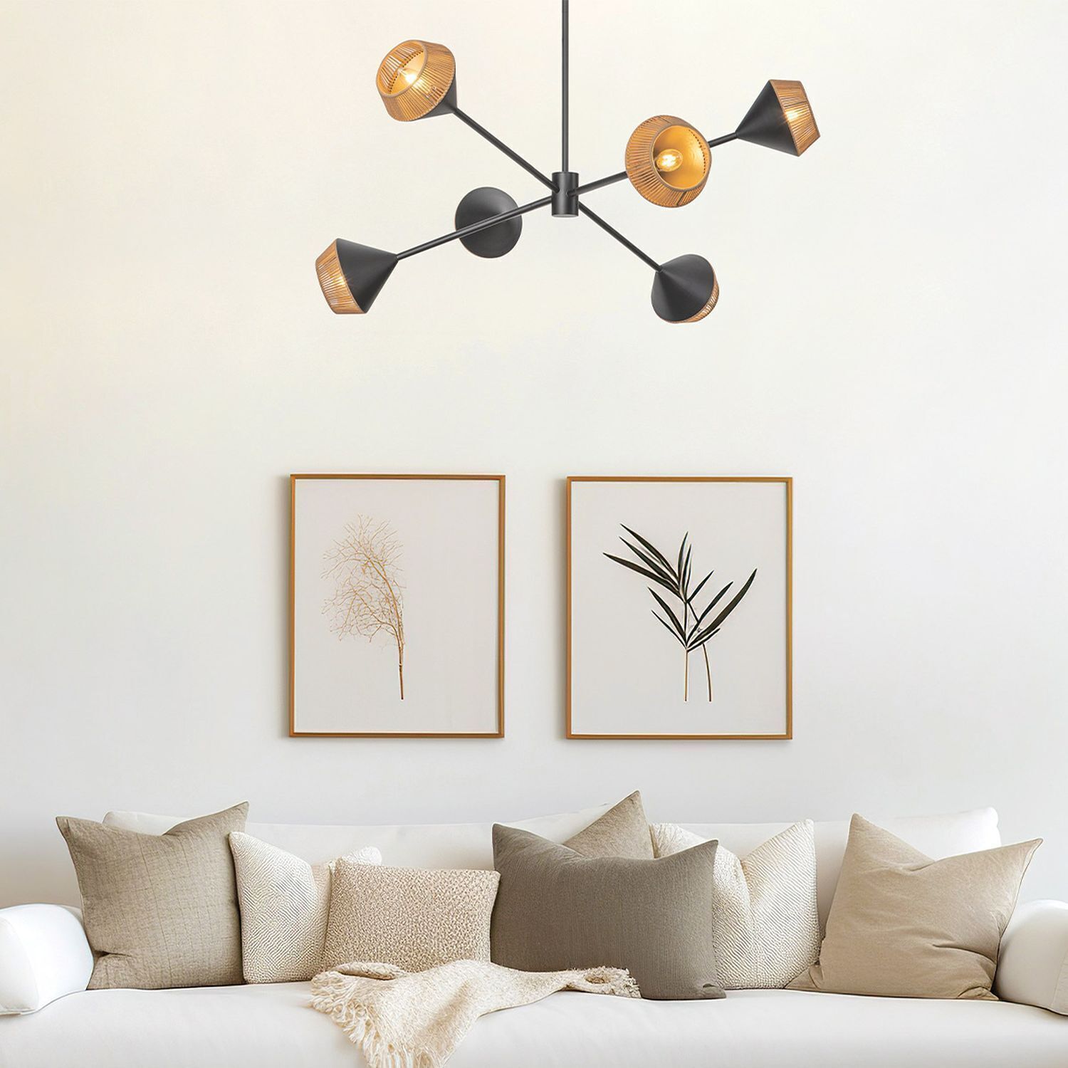 Suspension Métal Câble H : max. 162,5 cm Noir Beige E14 Kissen, Dekoration für Zuhause, Malerei, Kronleuchter, Lampe