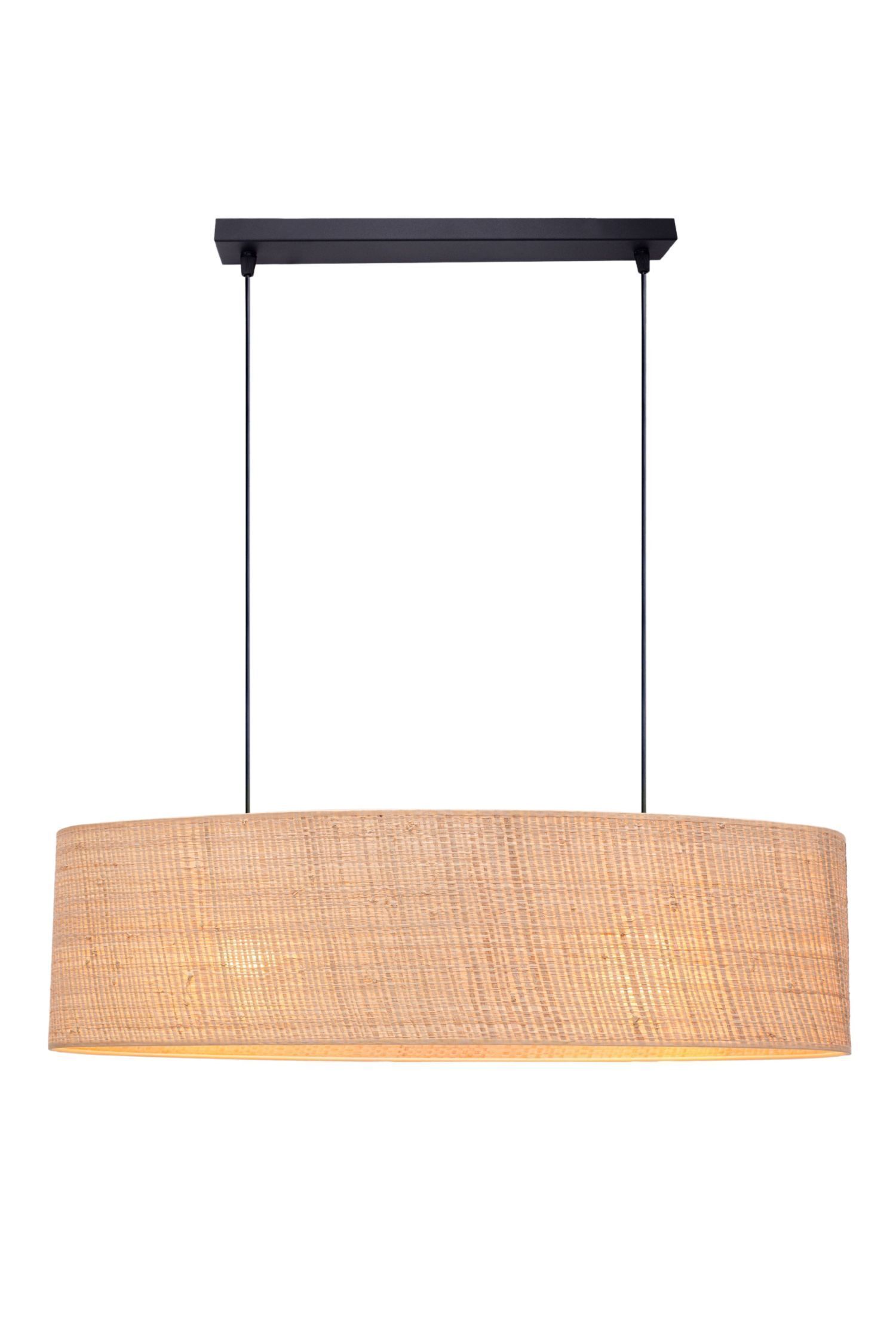 Confortable lampe à suspendre Tissu Noir Naturel 2 flammes E27