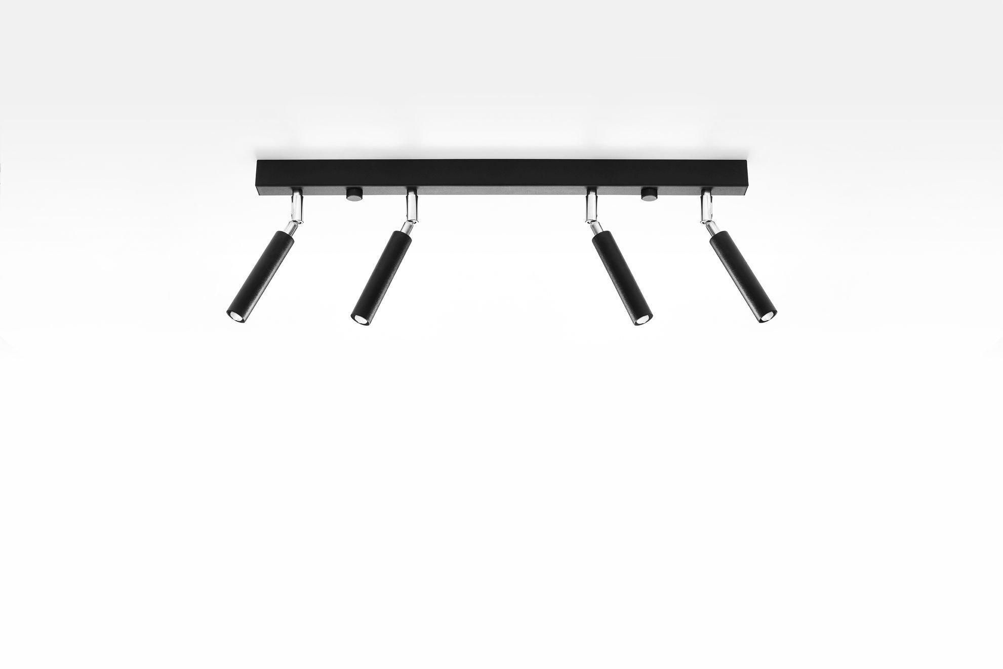 Plafonnier noir métal 4 flammes 60 cm de long
