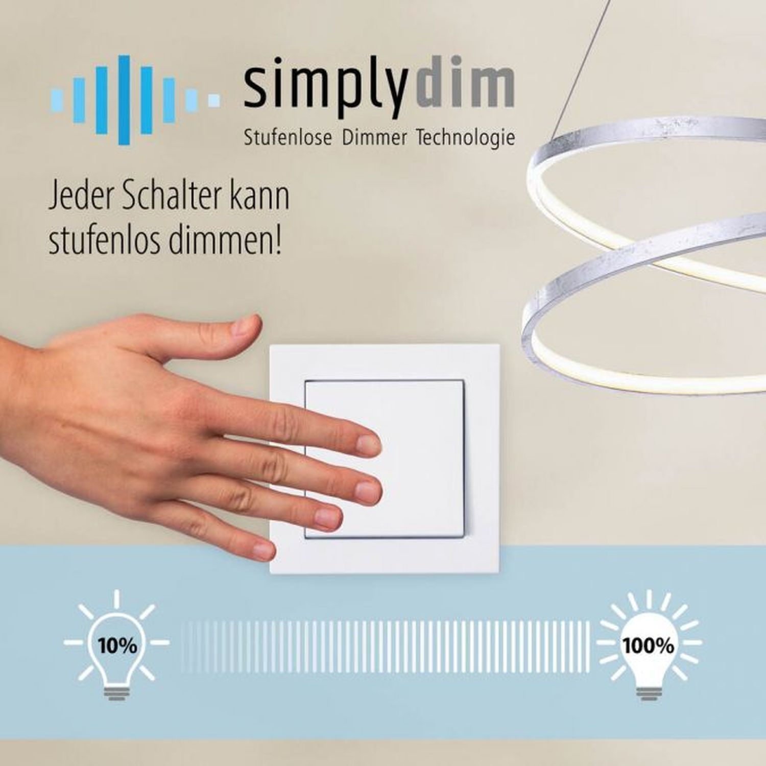 LED Pendelleuchte dimmbar Schwarz 10 W 1330 lm L:99 cm Elektrisches Gerät, Schalter, Finger, Hand, Person