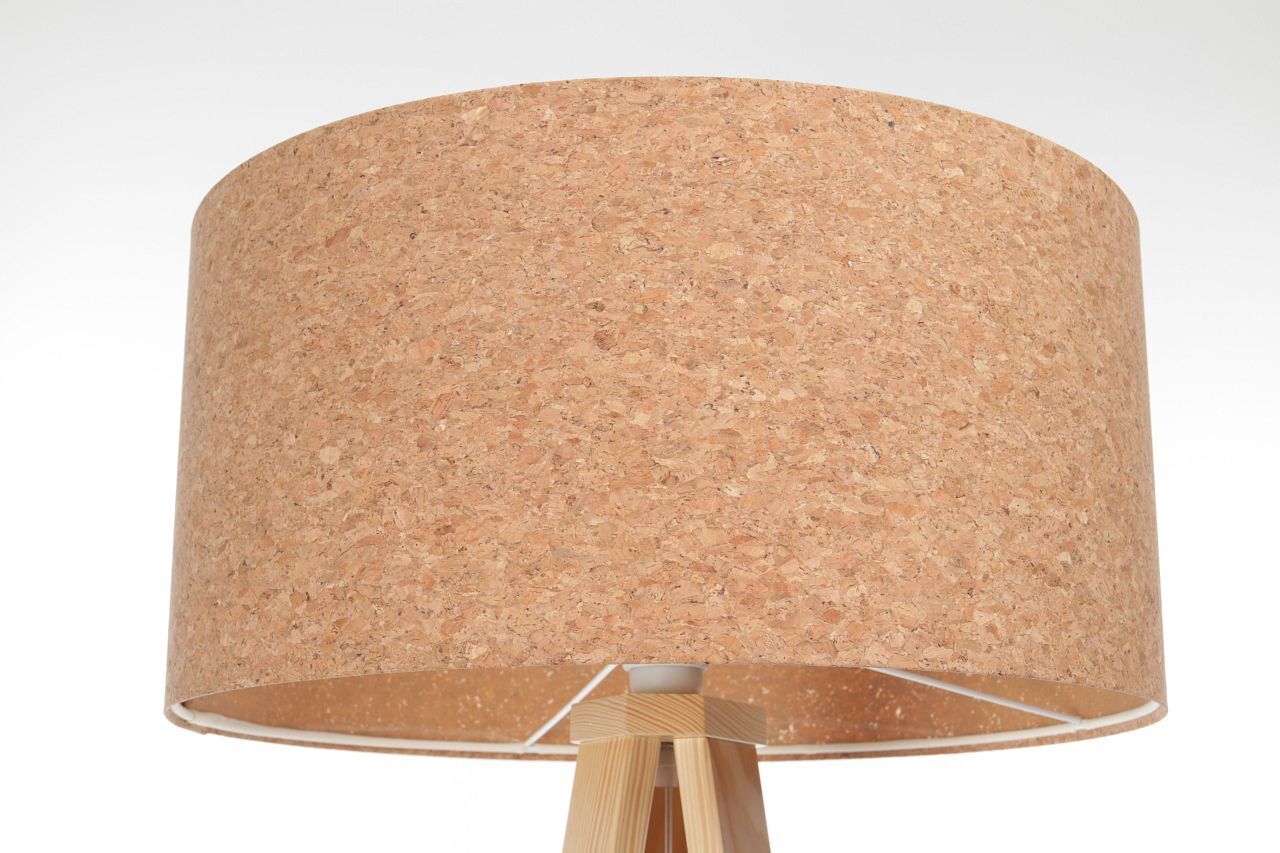 Stehleuchte Wohnzimmer 146 cm Dreibein Holz Kork E27 Lampe, Lampenschirm