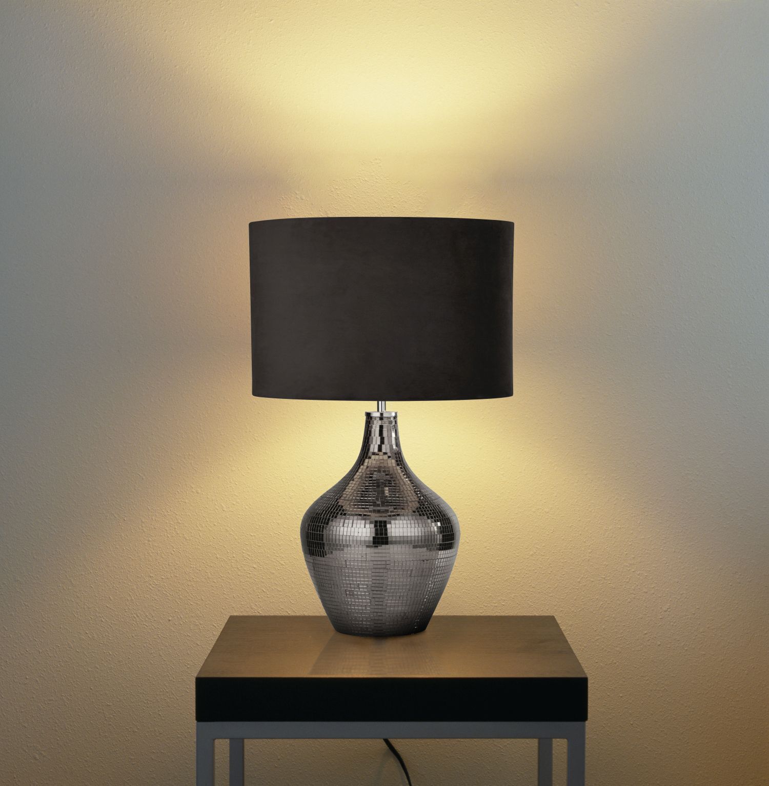 Lampe de chevet marron E27 53,5 cm Ø 30 cm verre daim