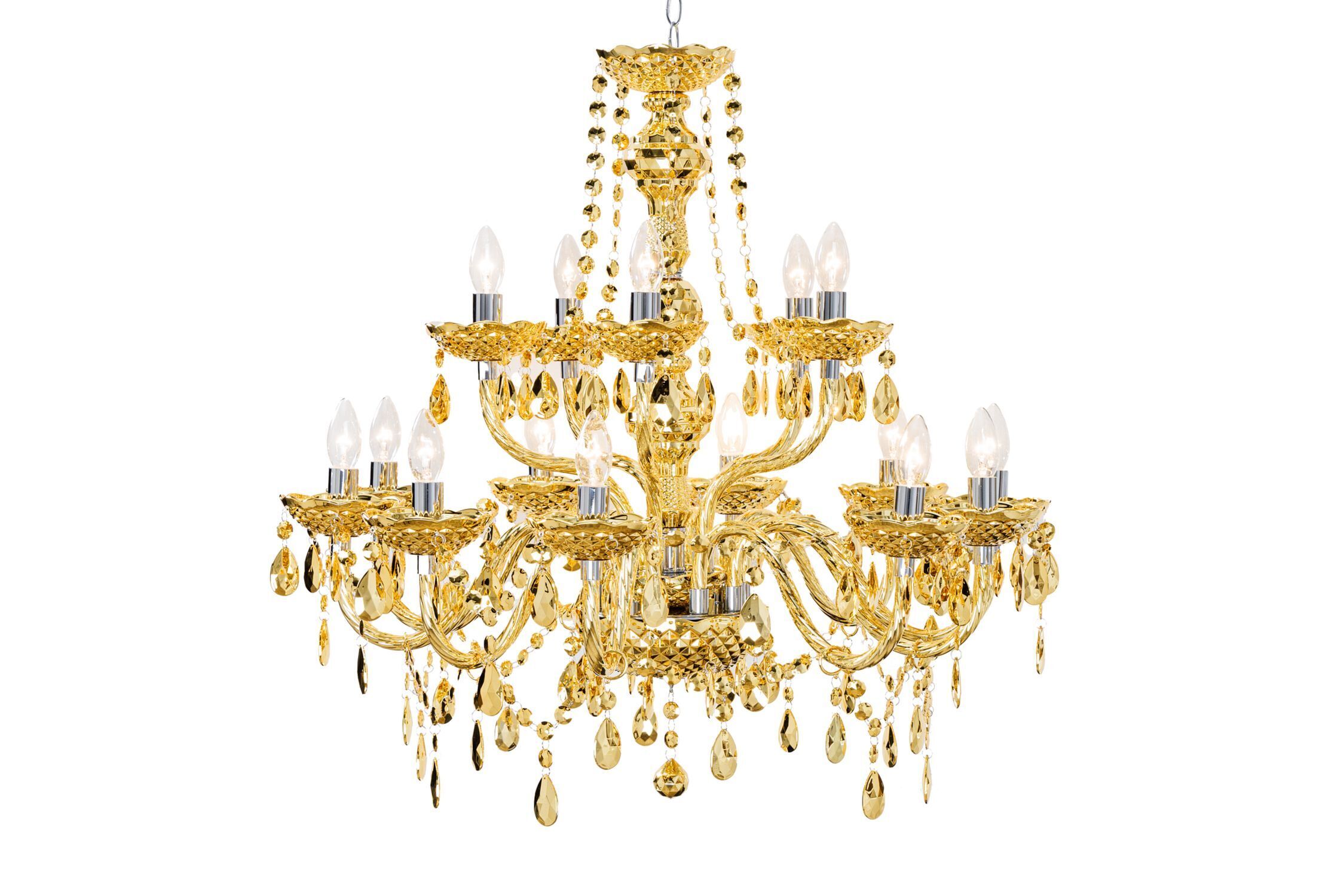 Kronleuchter Metall Acryl L:80 cm E14 Kerzen Klassisch Leuchter, Lampe