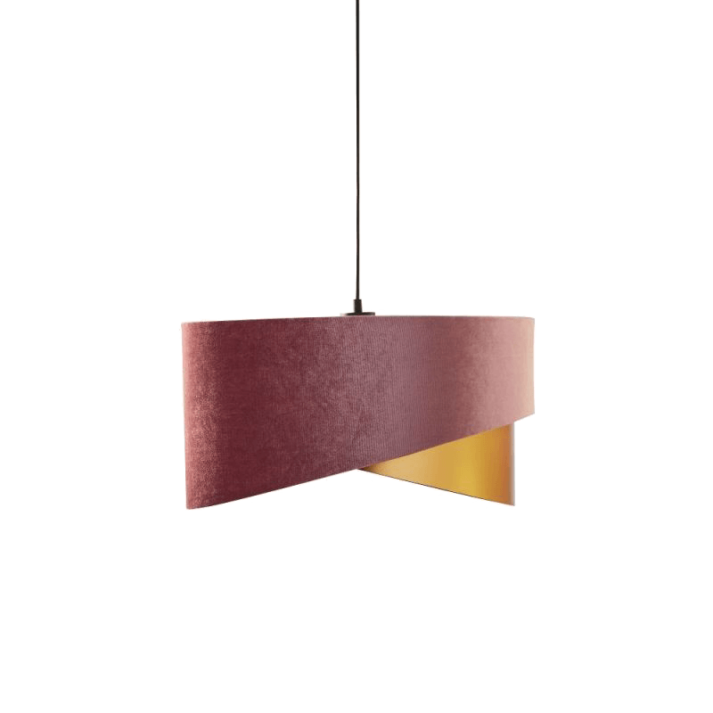Pendelleuchten Schlafzimmer pendant light, hanging lamp, red lampshade, curved shade, gold interior