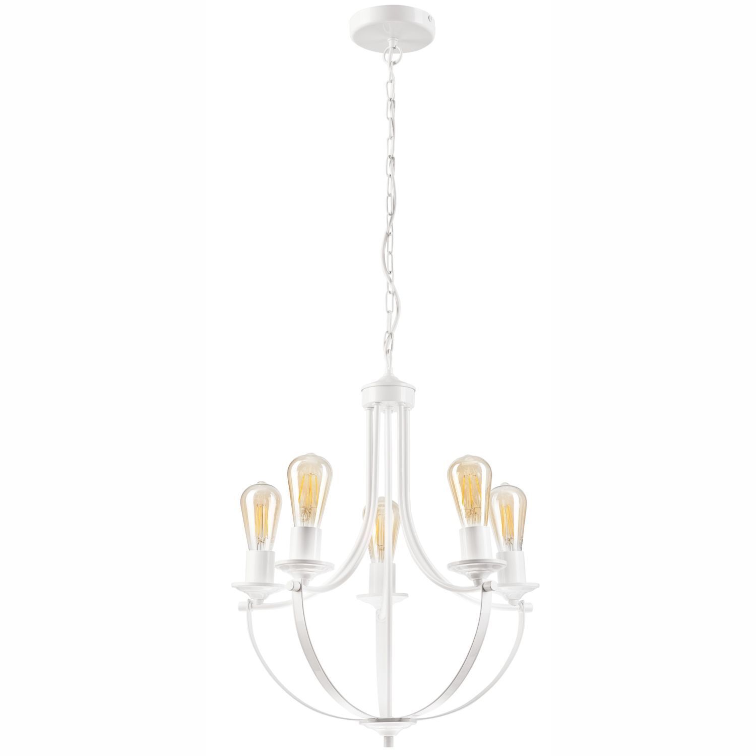 Lustre Rustique Blanc Métal Ø 45 cm 5-flamme E27