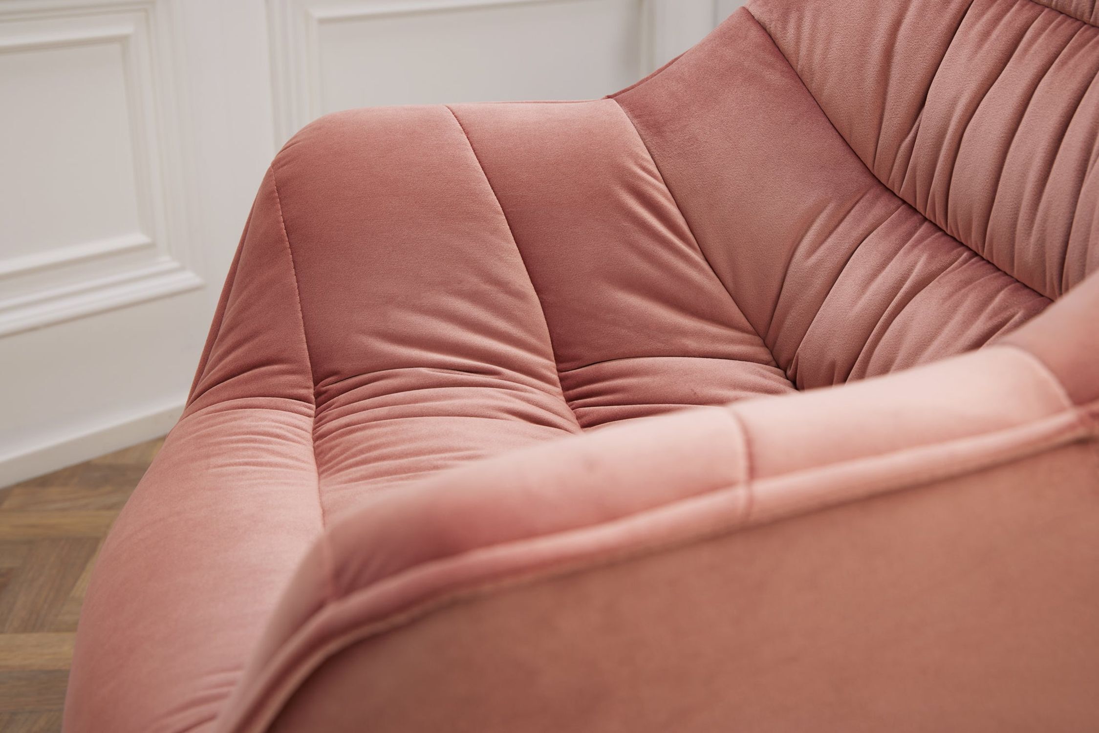 Chaise de salle à manger velours métal rose noir avec accoudoirs Couch, Mobiliar