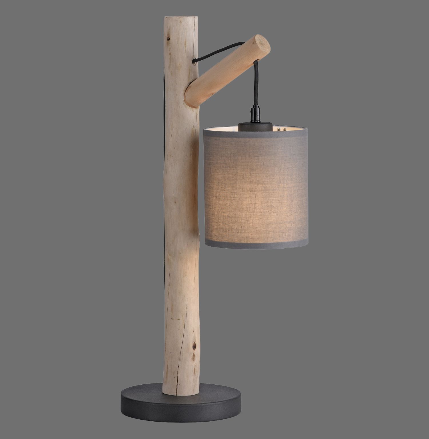 Gemütliche Tischleuchte Stoffschirm Holz H:52,5 cm Lampe, Tischlampe, Lampenschirm