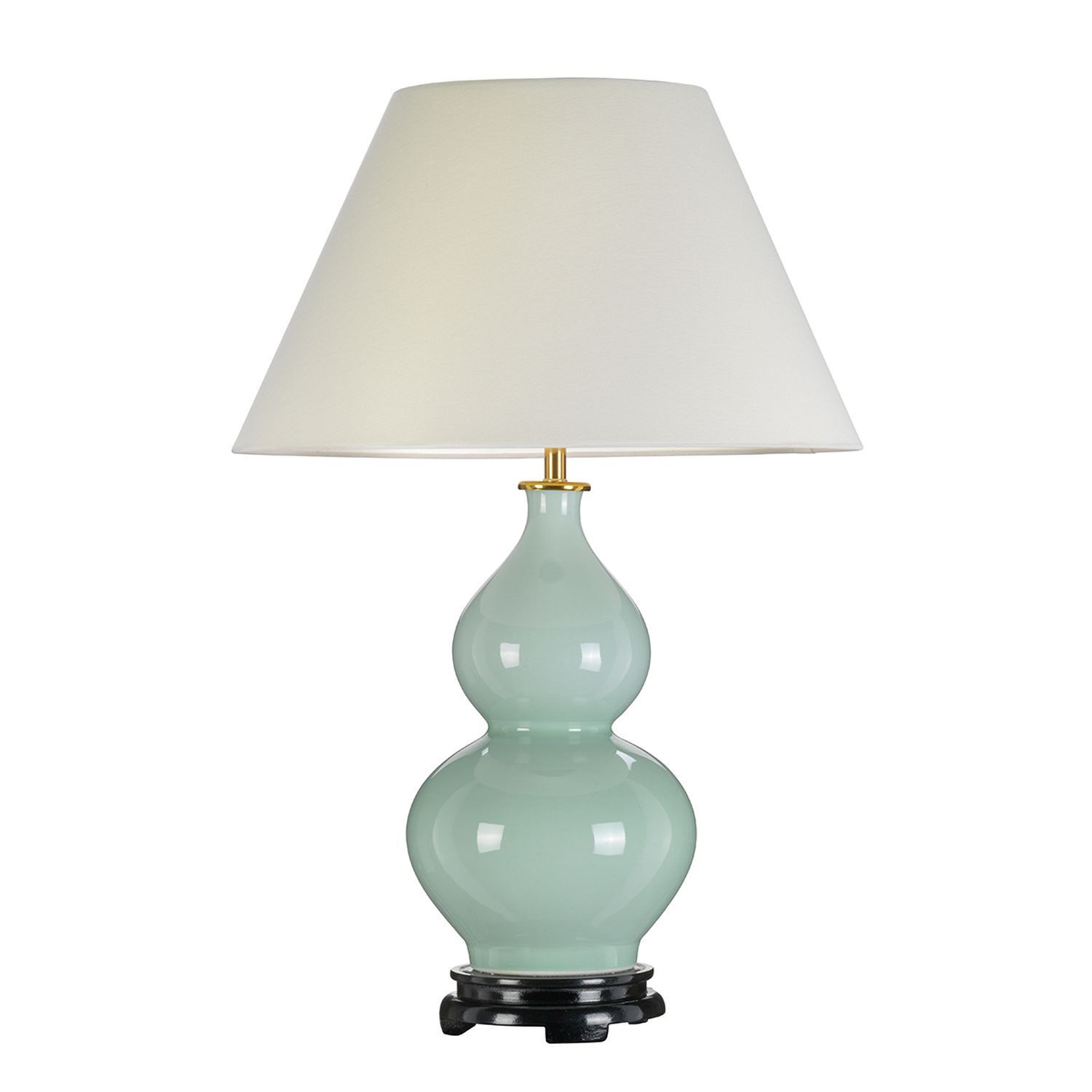 Lampe de table céramique tissu vert écru 64 cm Classique E27