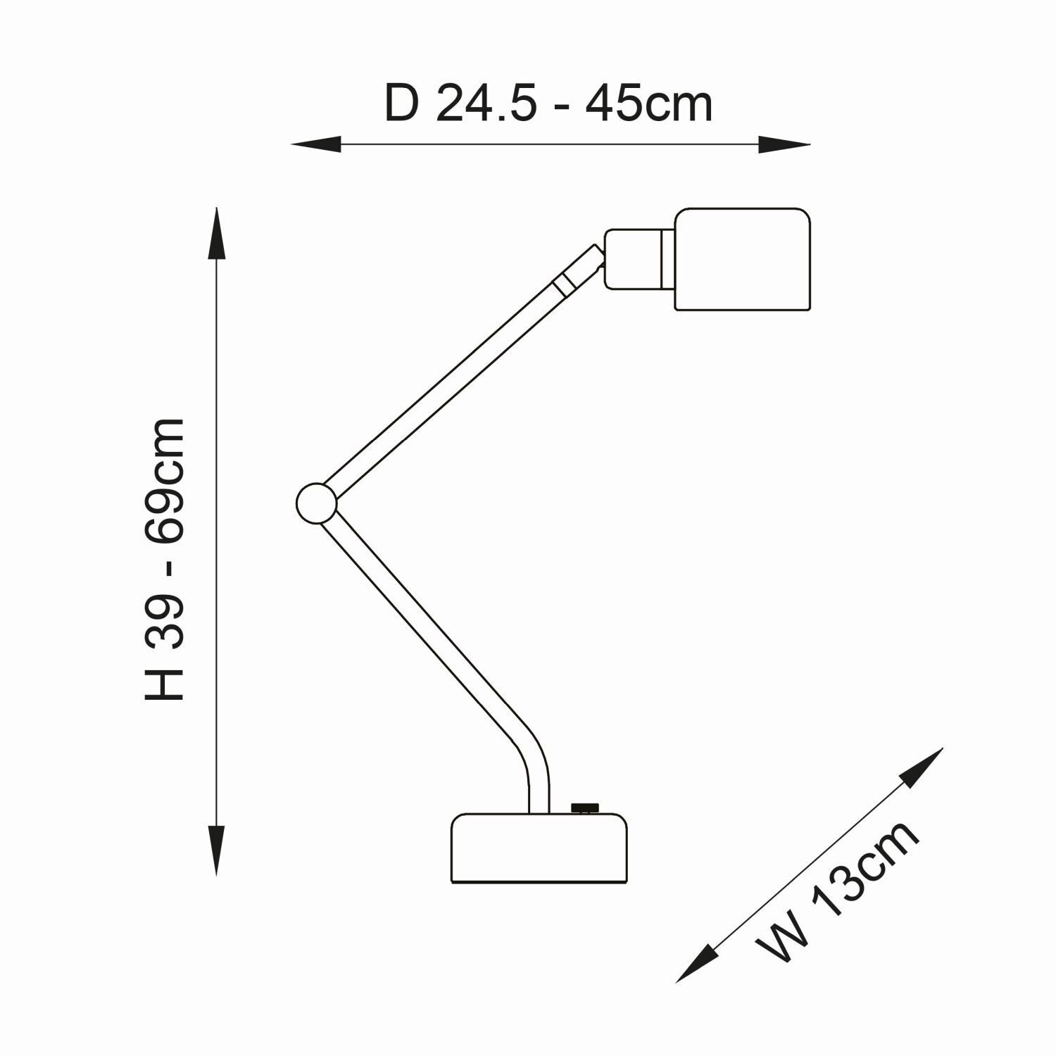 Schreibtischlampe Schwarz verstellbar H: 69 cm E14 Modern