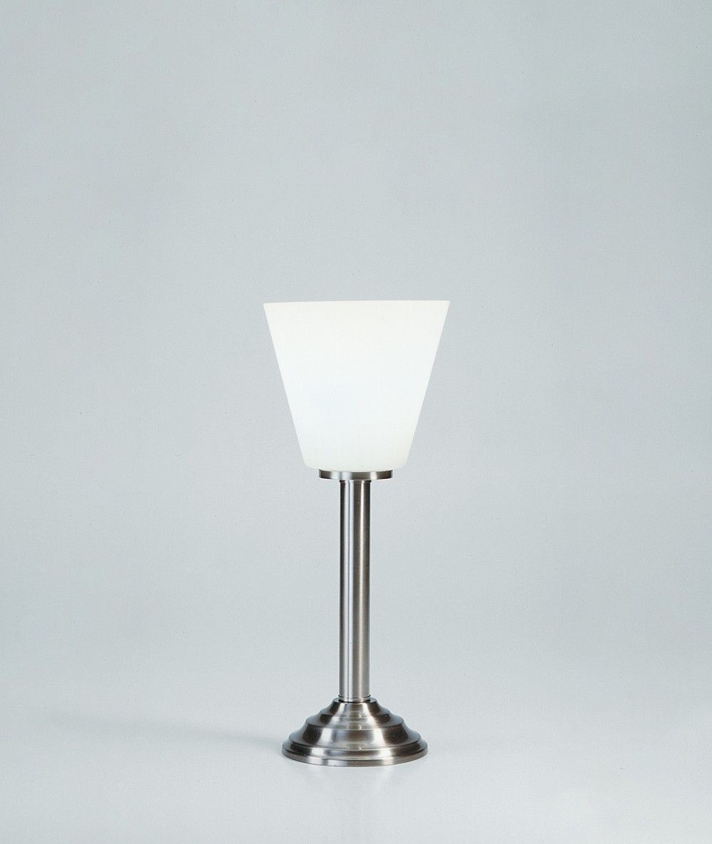 Nachttischleuchte Echt-Messing Glas E27 37 cm in Nickel