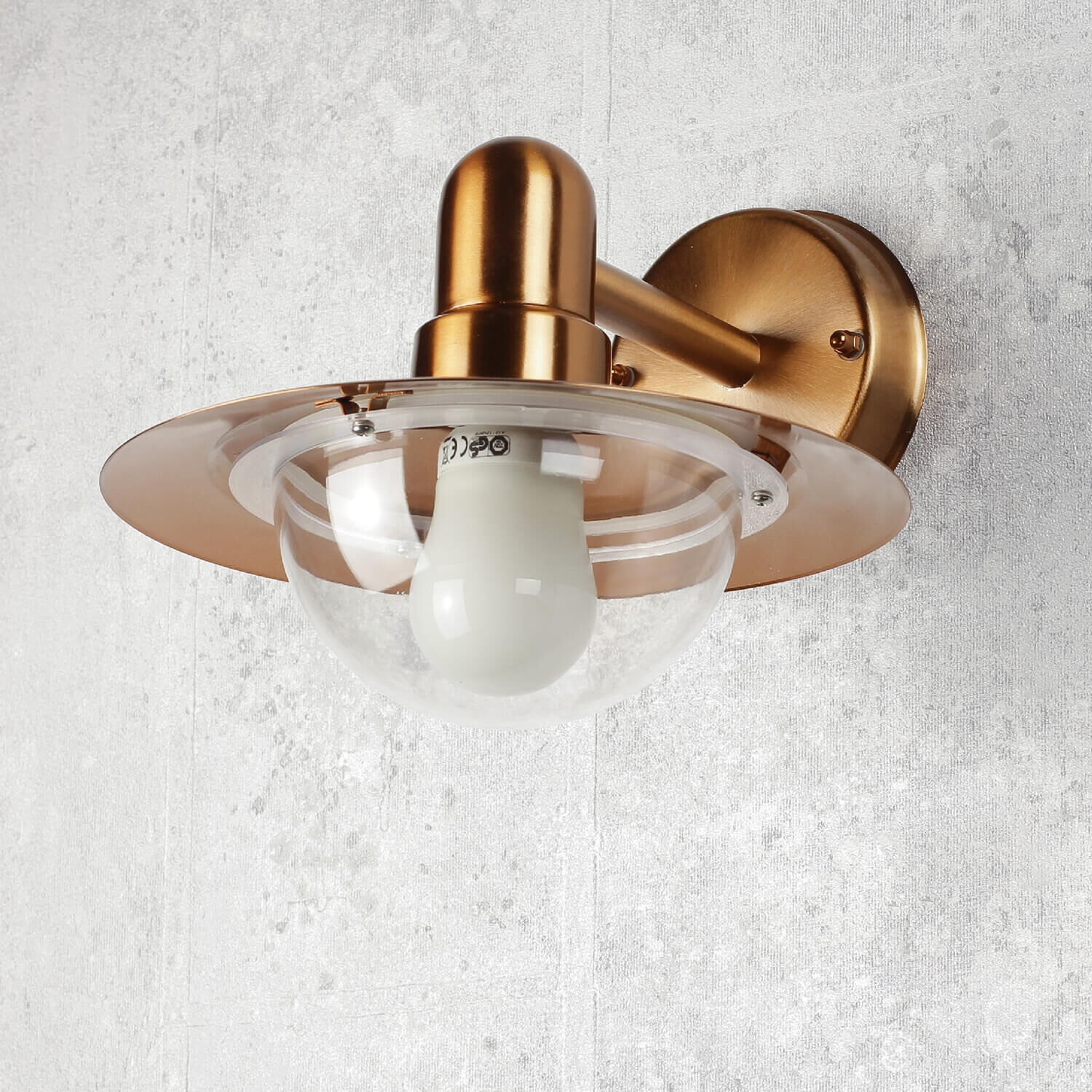 Wandlampe, Bronzefinish, Glasdichtung, Schirm Glas, E27-Deckenleuchte