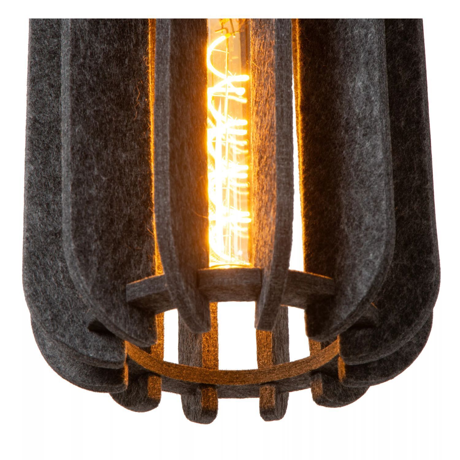 Hängelampe Filz Metall Grau Schwarz E27 Ø20 cm rund Lampe, Kronleuchter