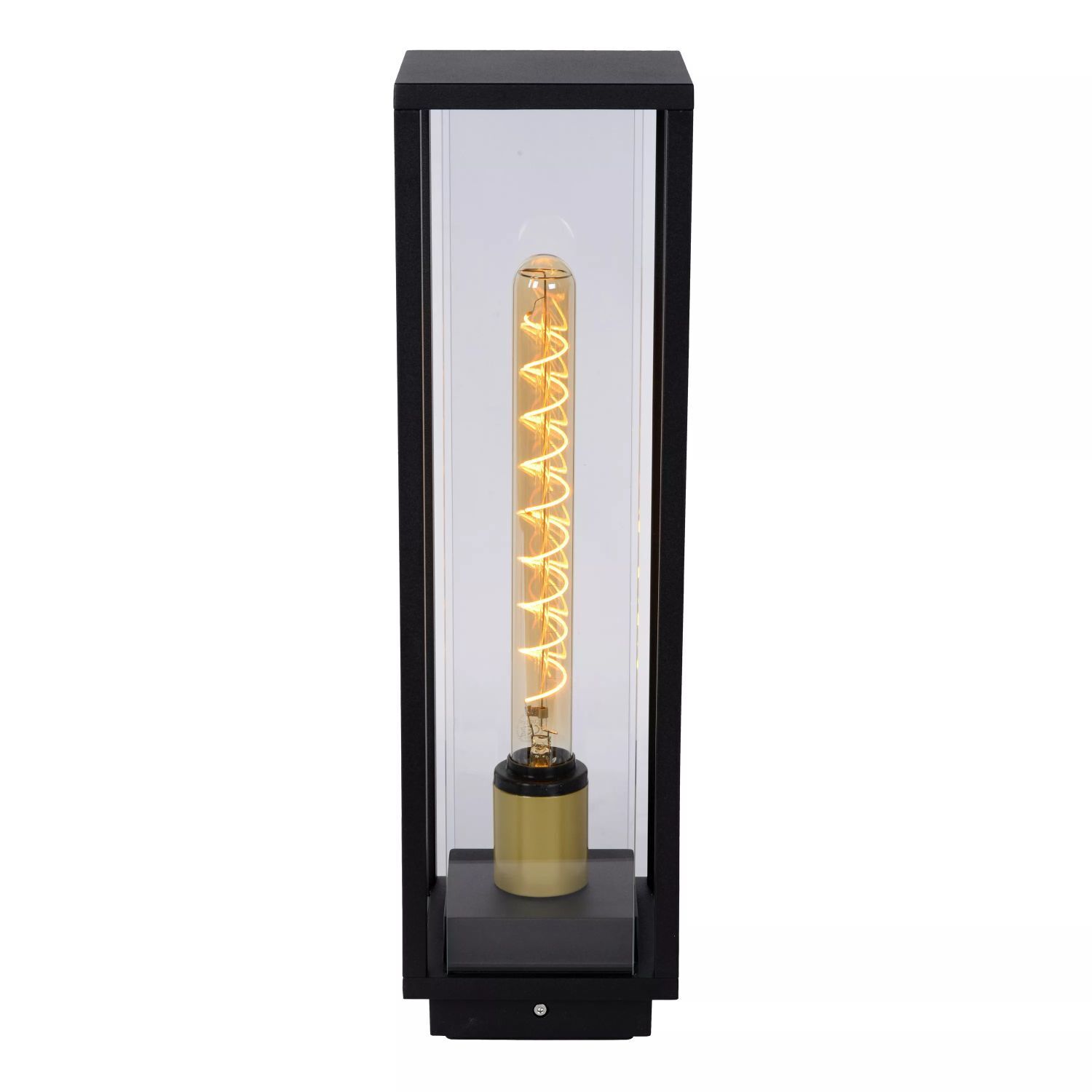 Pollerleuchte Außen Glas Metall Schwarz E27 IP54 50 cm Licht, Lampe