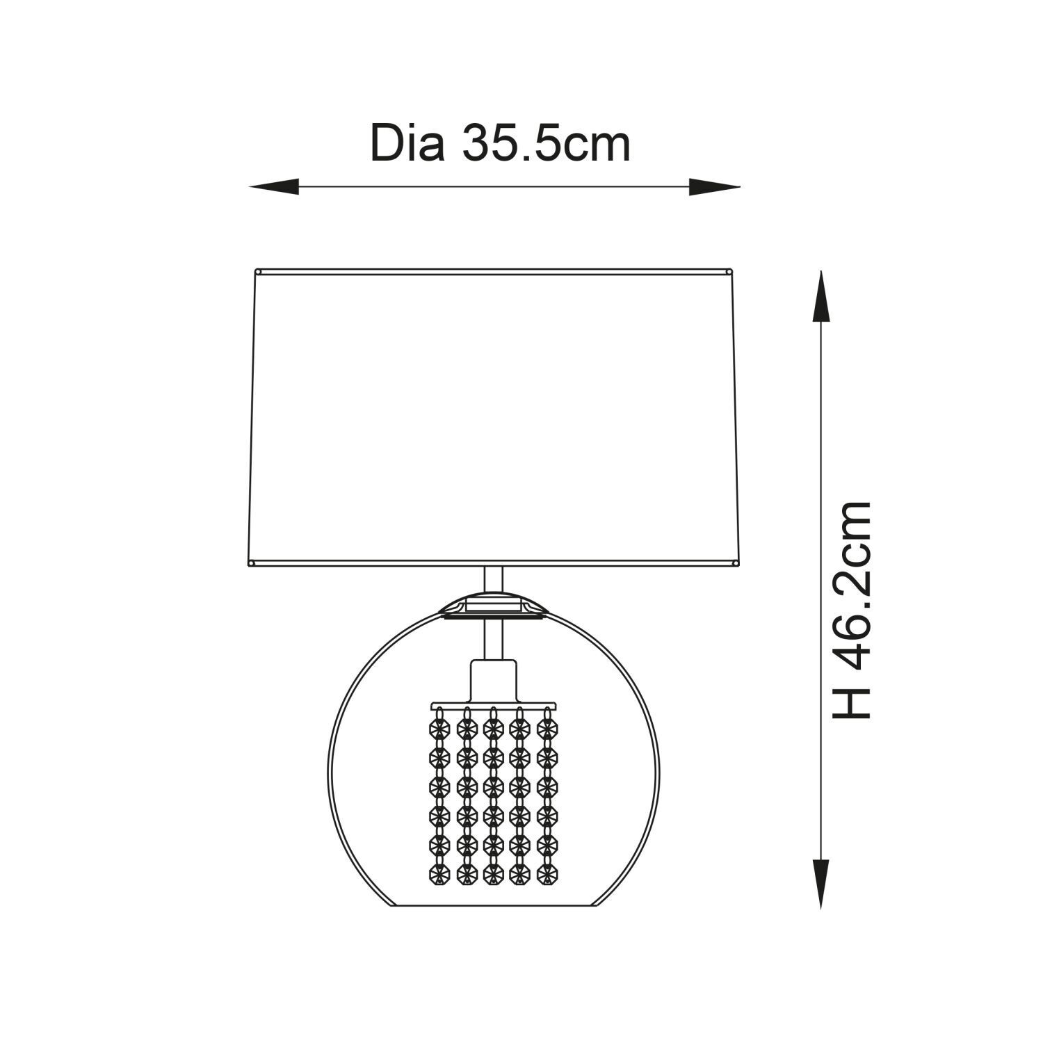 Lampe de table verre cristal tissu base éclairée blanc