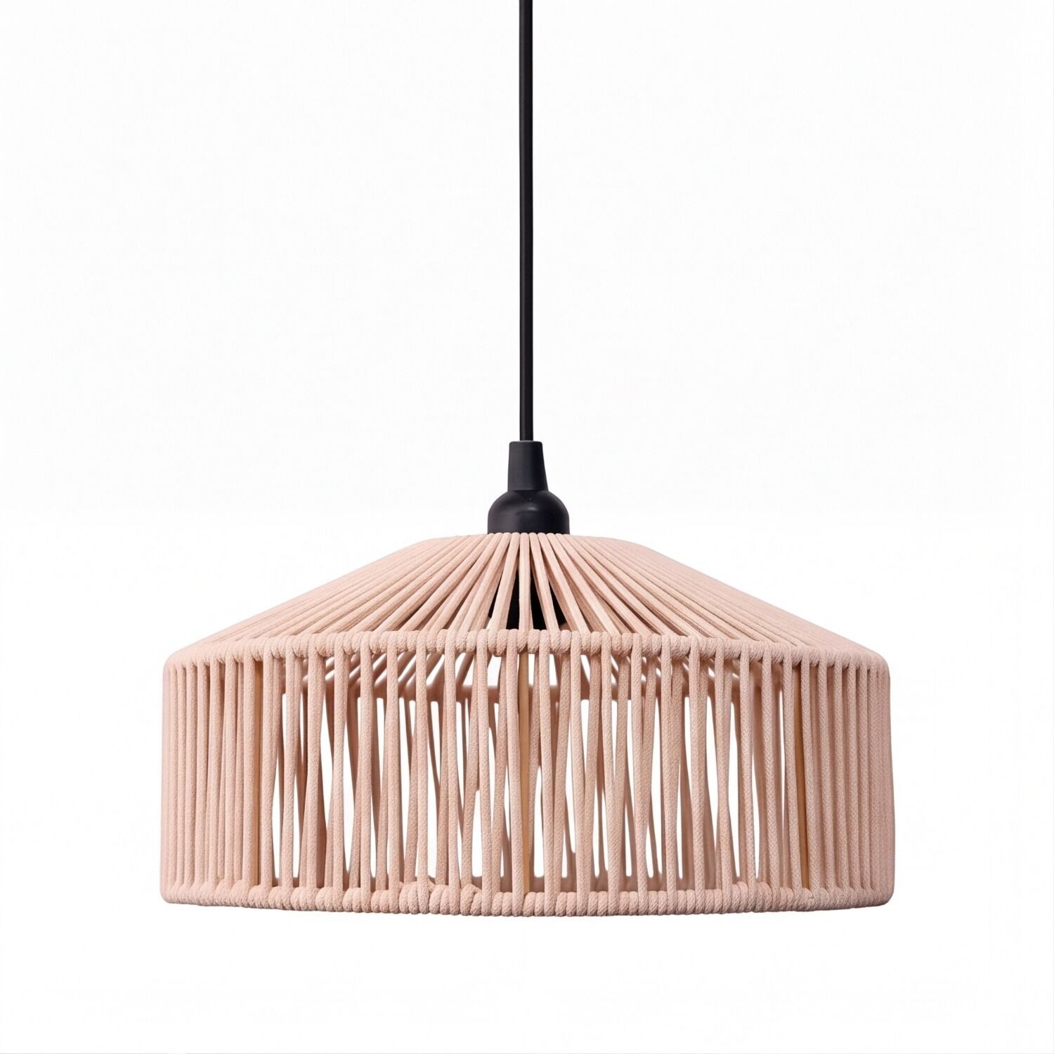 Lampenfassung, Hängeleuchte, Rope-Lampe, Runder Schirm, Rosa Farbe