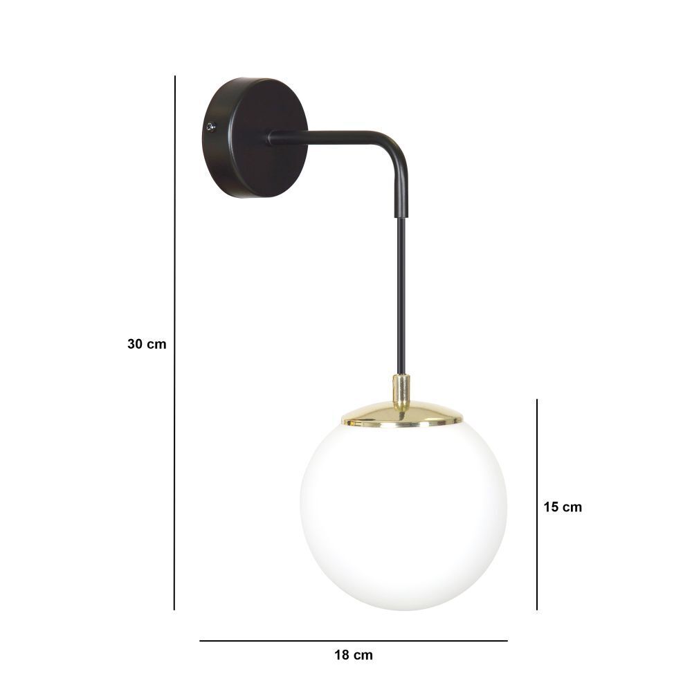 Applique en verre Boule Abat-jour Noir Blanc Moderne E27 Drinnen, Zimmer, Duscharmatur, Leuchte, Lampe