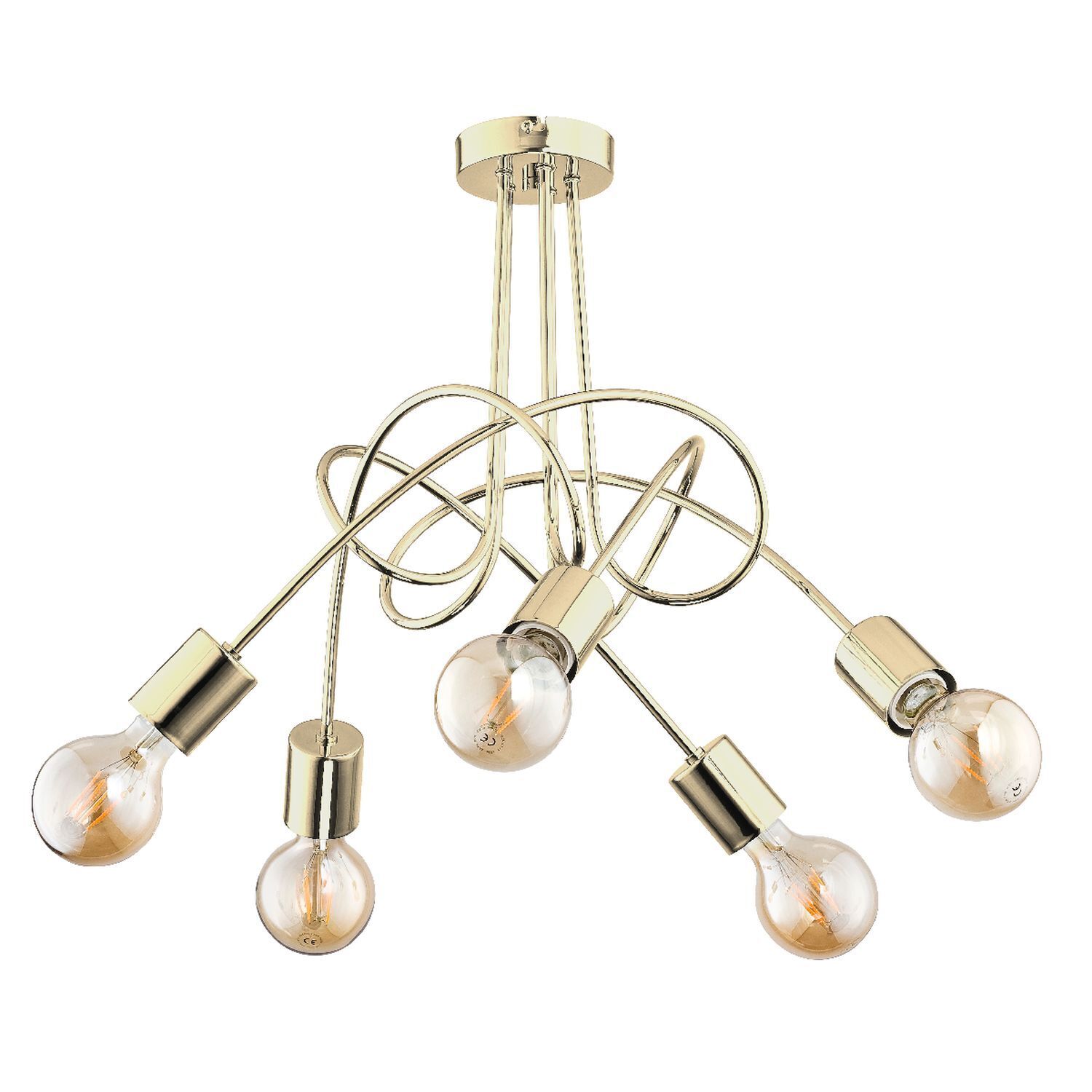 Deckenlampe Metall E27 5-flammig Gold Retro 50 cm