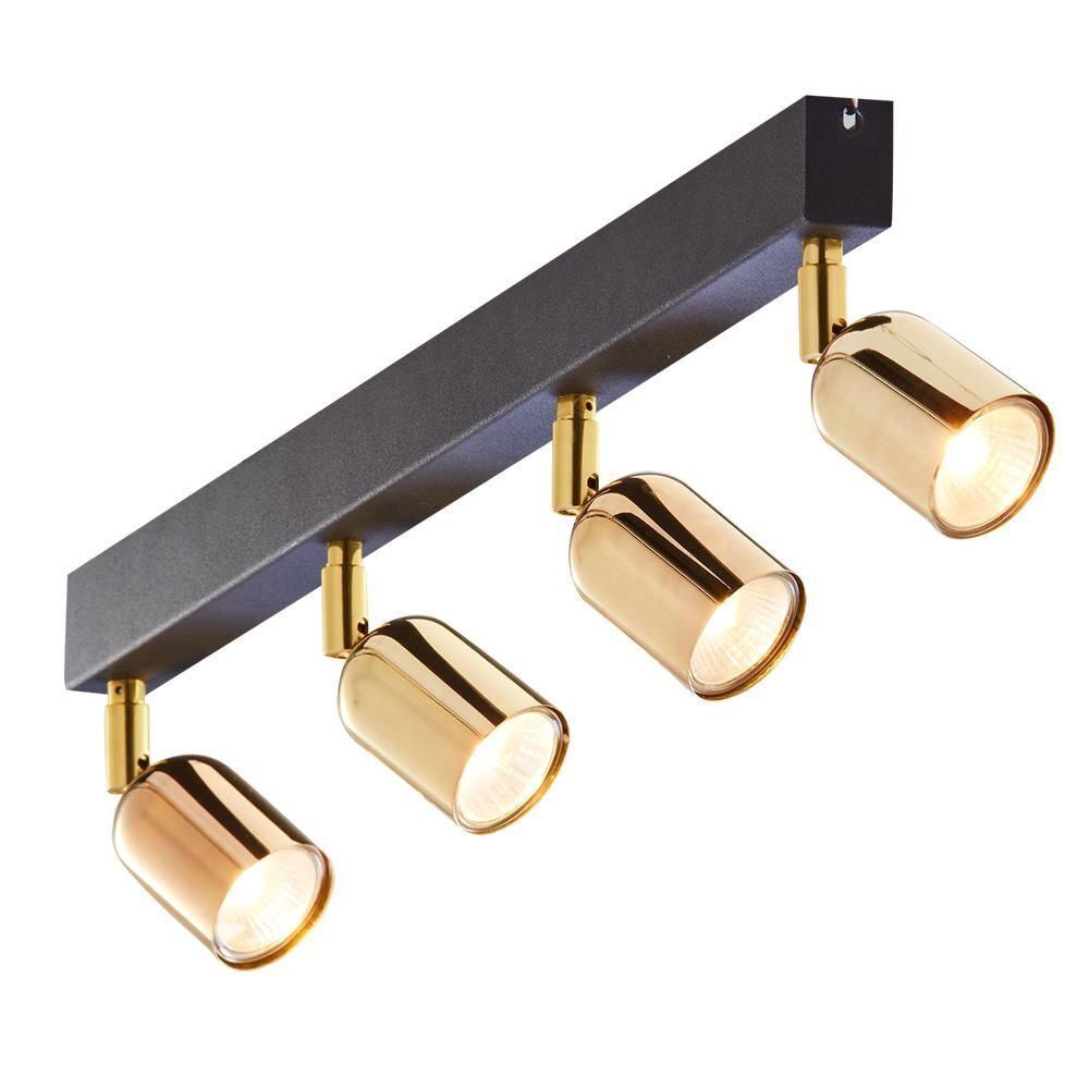 Deckenstrahler Wohnzimmer 84 cm lang Metall Schwarz Gold