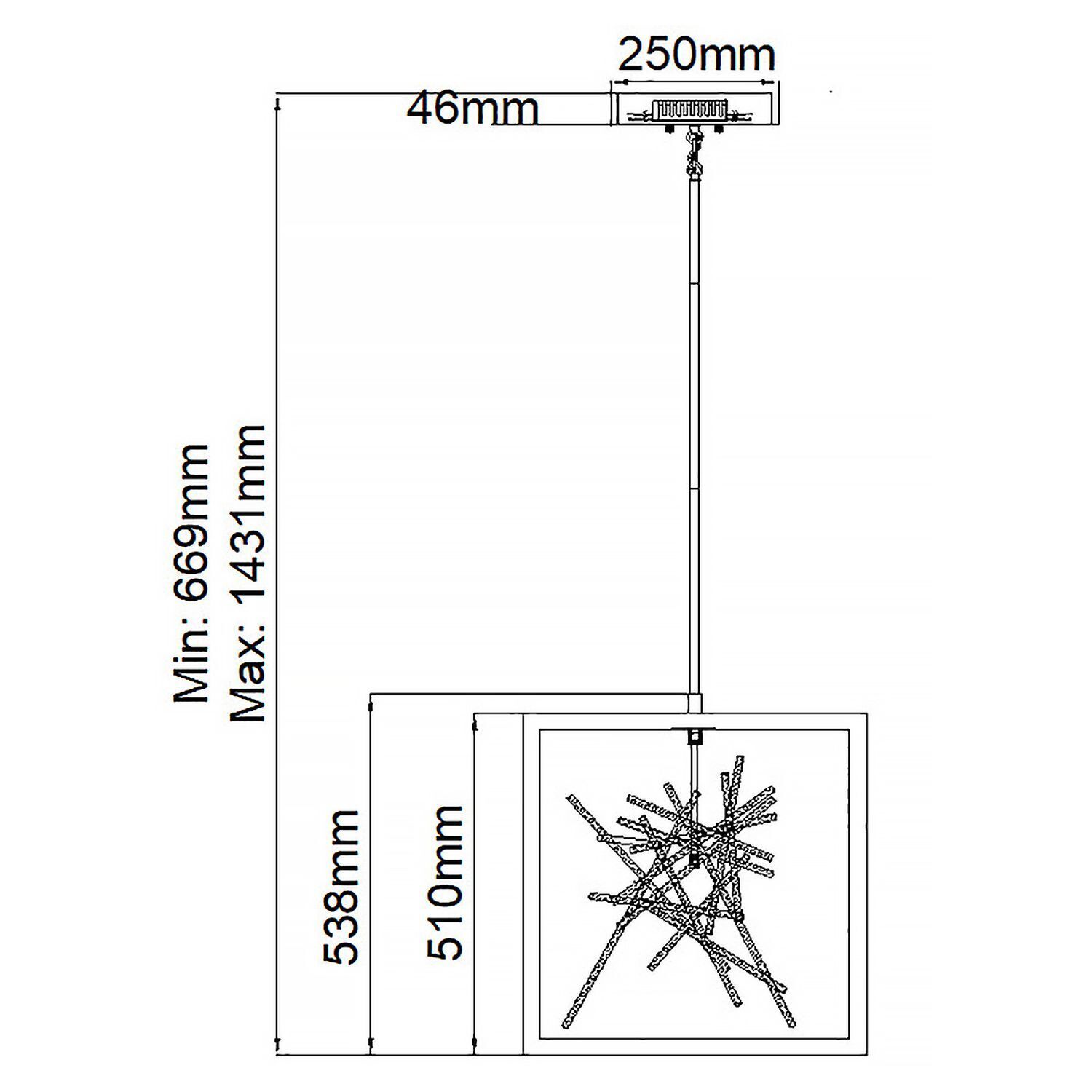 pendant light, deckenleuchte, quadratisches rahmenbild, einstellbare höhe, zeichnungsartiges muster