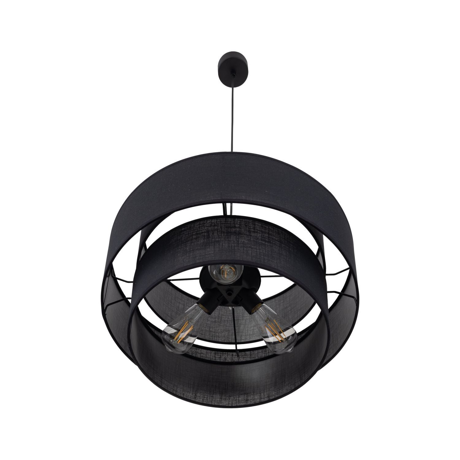Suspension Noir Tissu Ø 50 cm H : max. 160 cm 3x E27 Gerät, Deckenventilator, Elektrisches Gerät