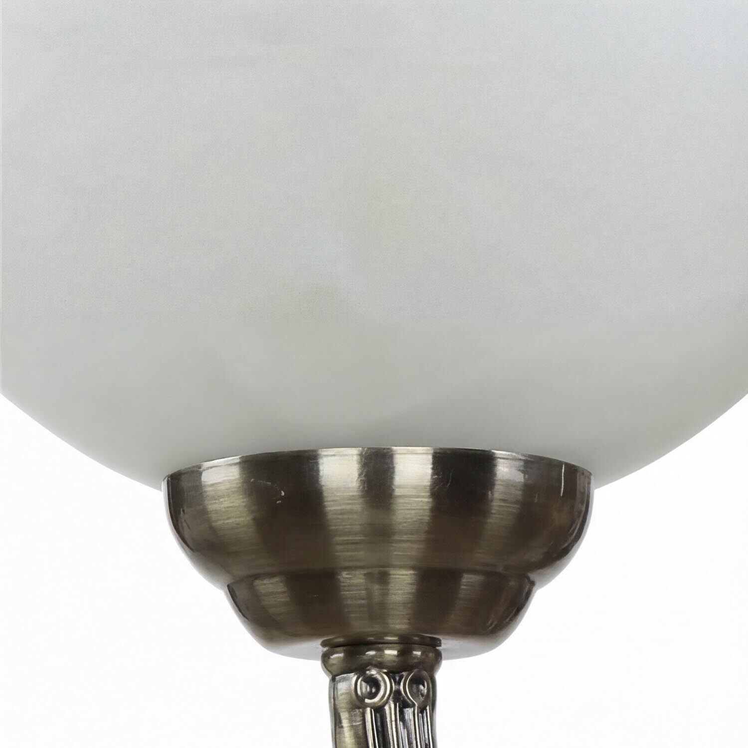 Lampenschirm, Deckenleuchte, Metallbasis, Bronze, weißes Glas