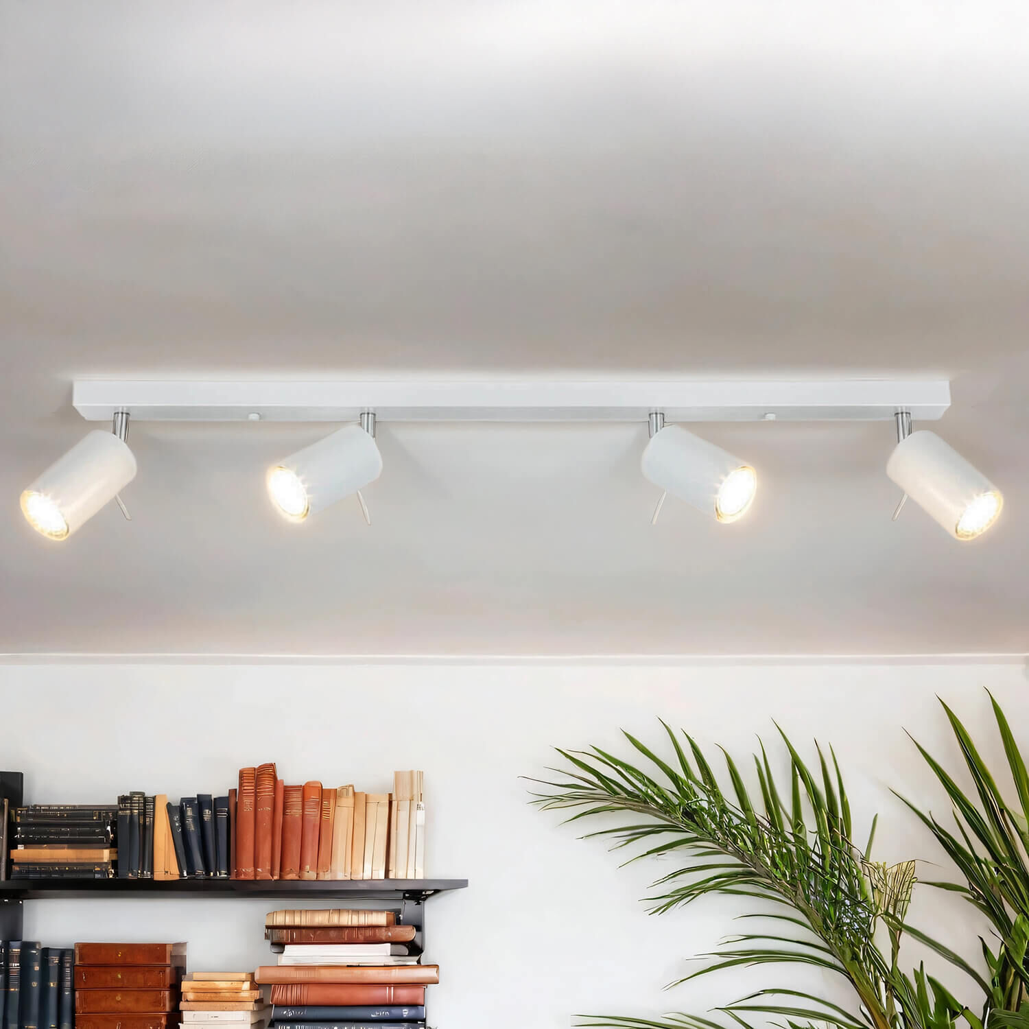 Deckenstrahler Metall 4-flammig 80 cm länglich GU10 Weiß Deckenleuchte