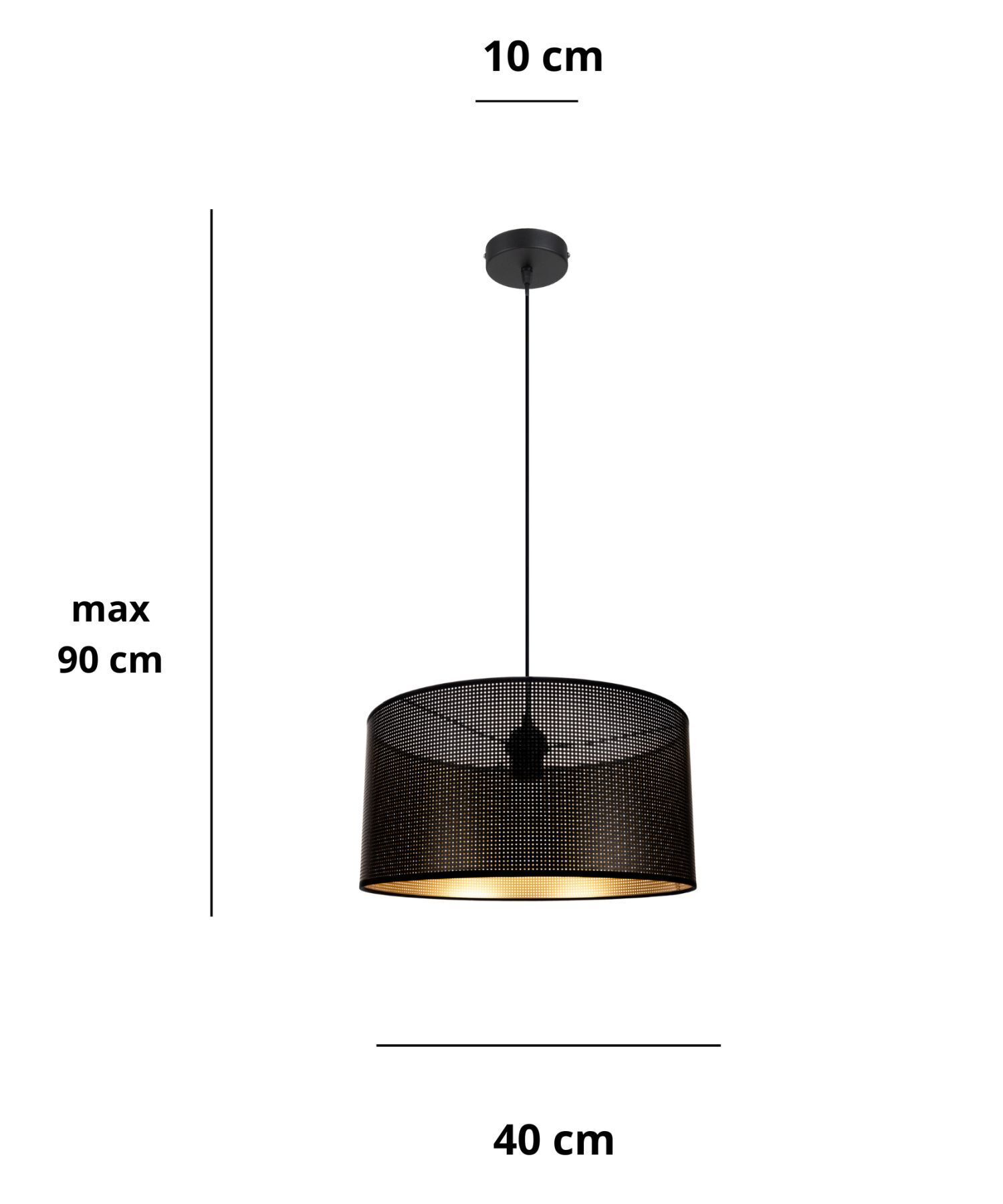 Pendelleuchte Metall Loft E27 rund B:40 cm Schwarz Gold