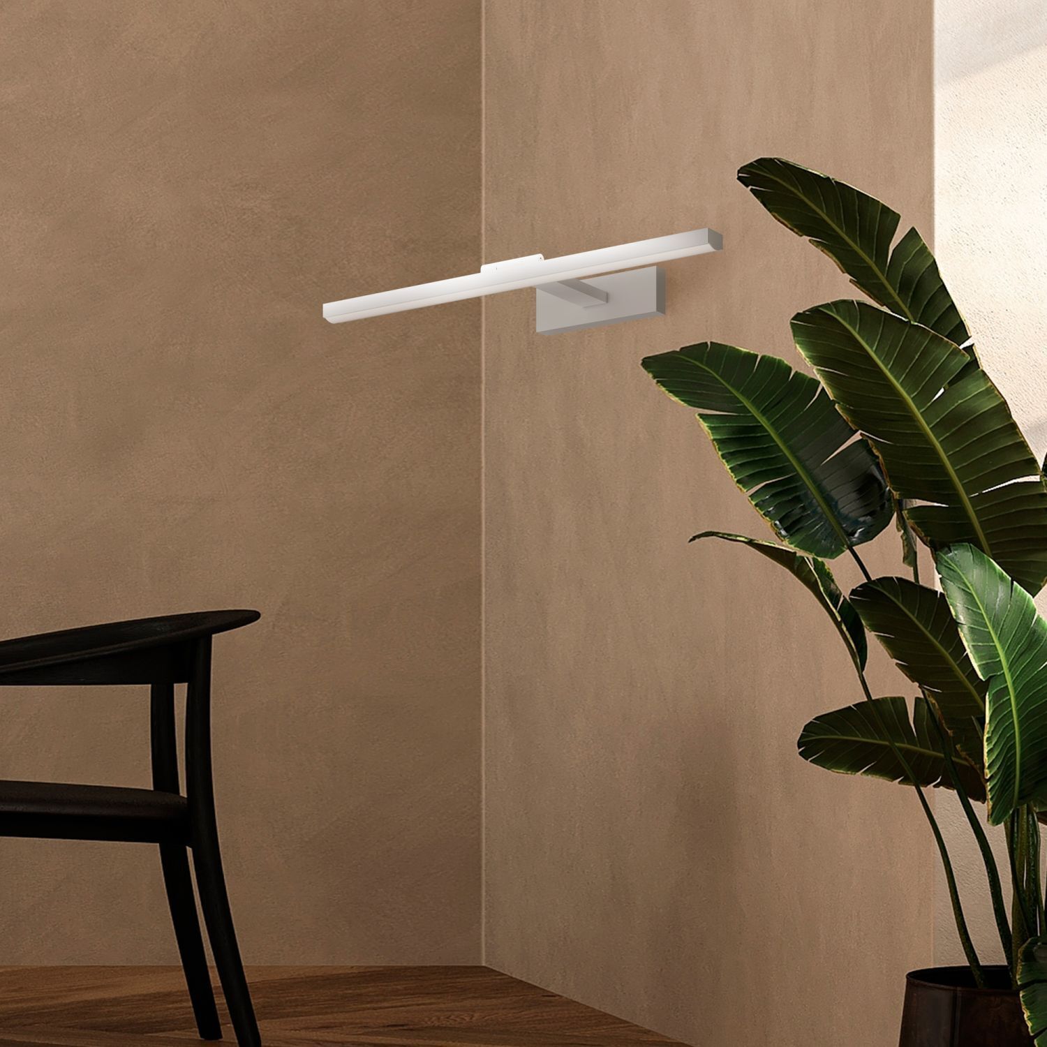 Spiegelleuchte LED Metall B: 49,5 cm Weiß länglich FINN Pflanze, Stuhl, Mobiliar, Lampe, Innenarchitektur