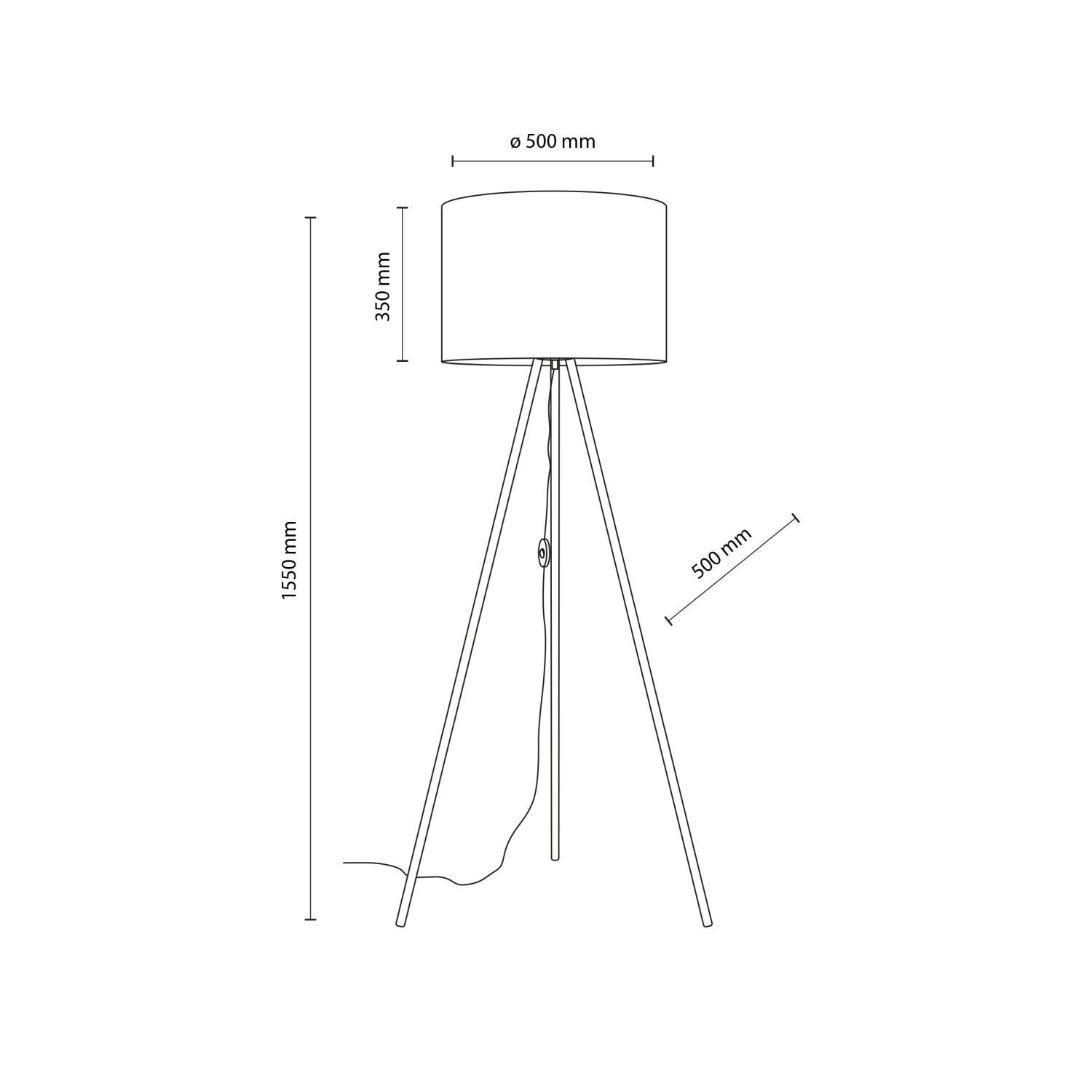 Stehlampe Wohnzimmer 160cm Metall Stoff E27 Gold Weiß Dreibein