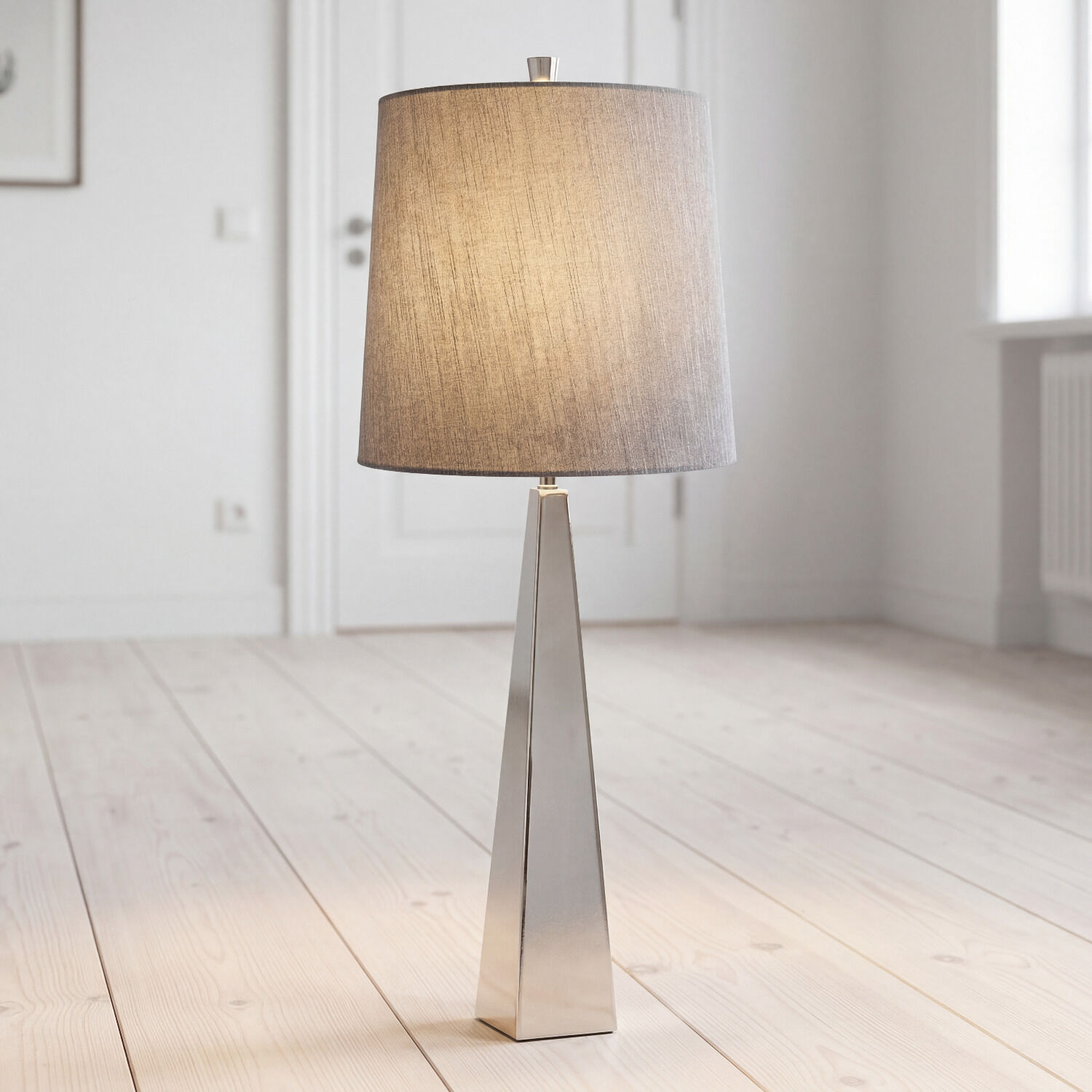 Tischlampe, Stehleuchte, Metall, Beige Lampenschirm, moderne Einrichtung