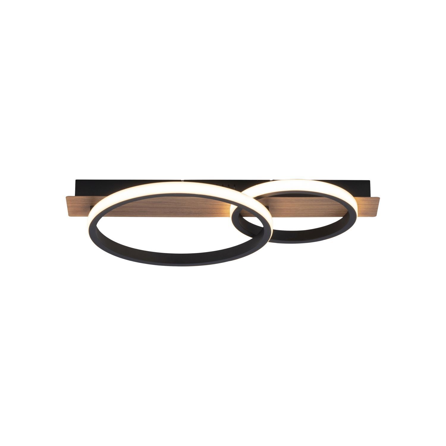 Lampe de plafonnier LED Bois Métal Naturel Noir 53 cm 3200 lm