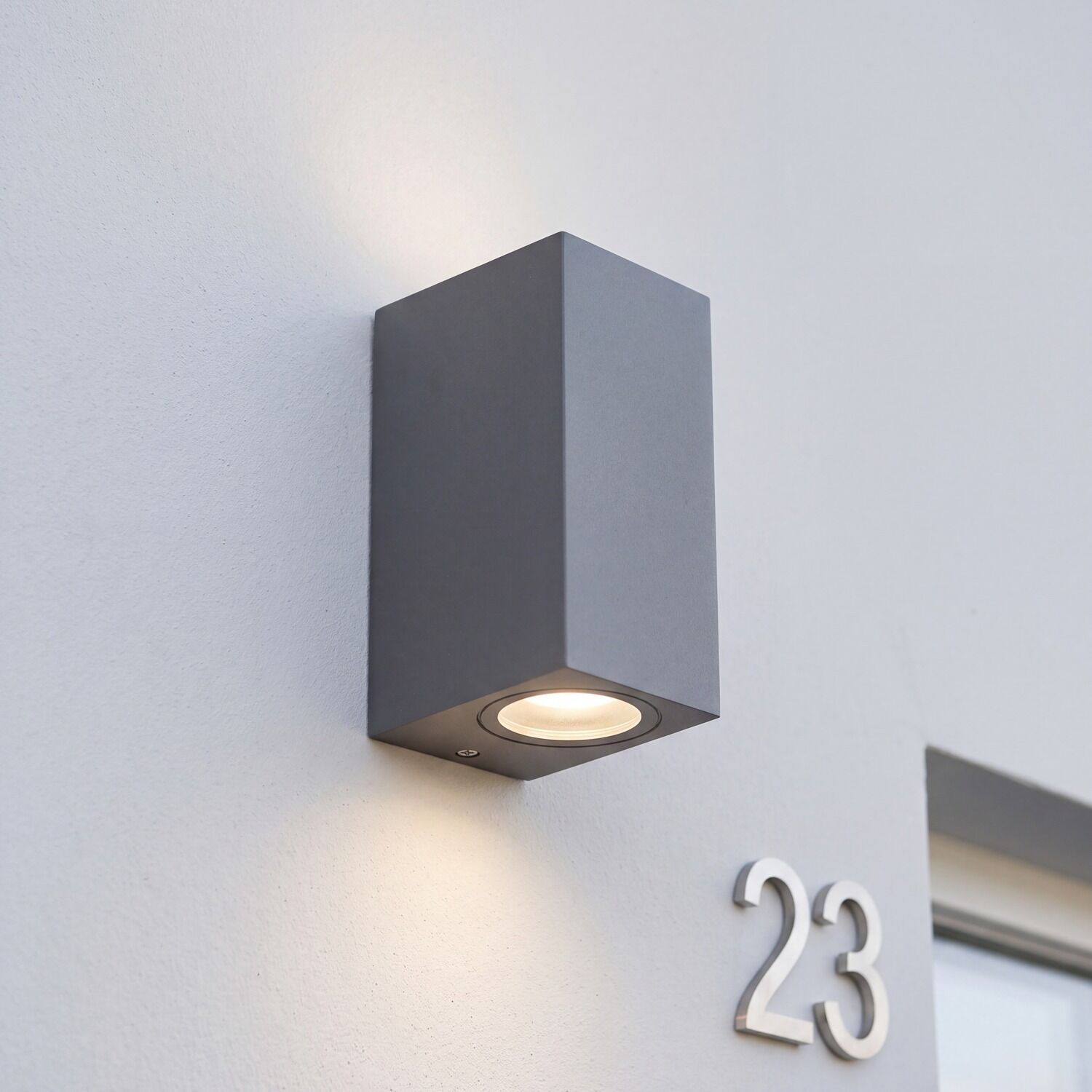 aussen-wandleuchte-aussenlampe-keppler-2-flammig-anthrazit-modern-198-1 Wandleuchte, Außenleuchte, Wandlampe, Gehäuse grau, LED-Lampe