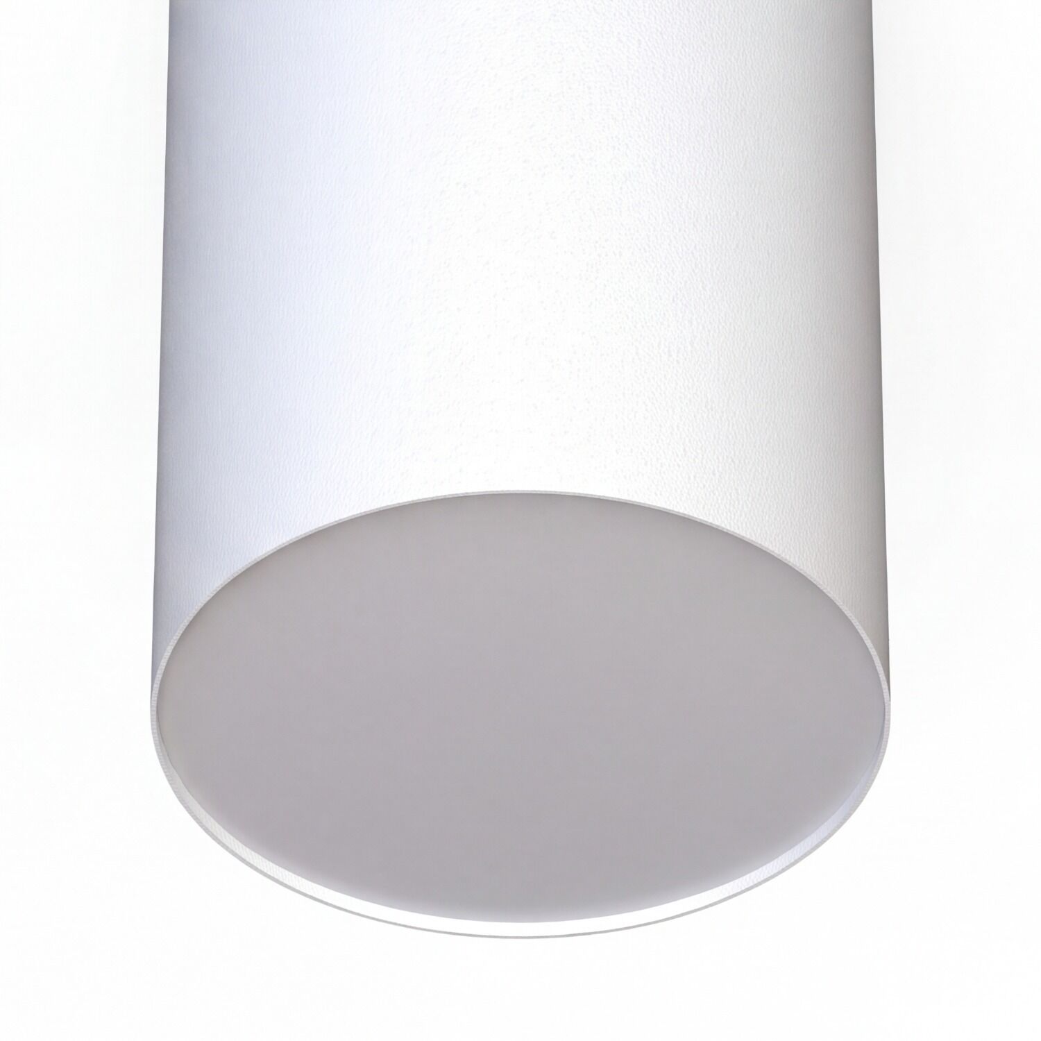 le42783-deckenstrahler-flur-buero-innen-modern-zeitlos-minimalistisch-e27-weiss-03 weißes Zylinder, Schaumrolle, matt Oberfläche, minimalistisches Design, runde Endkappe