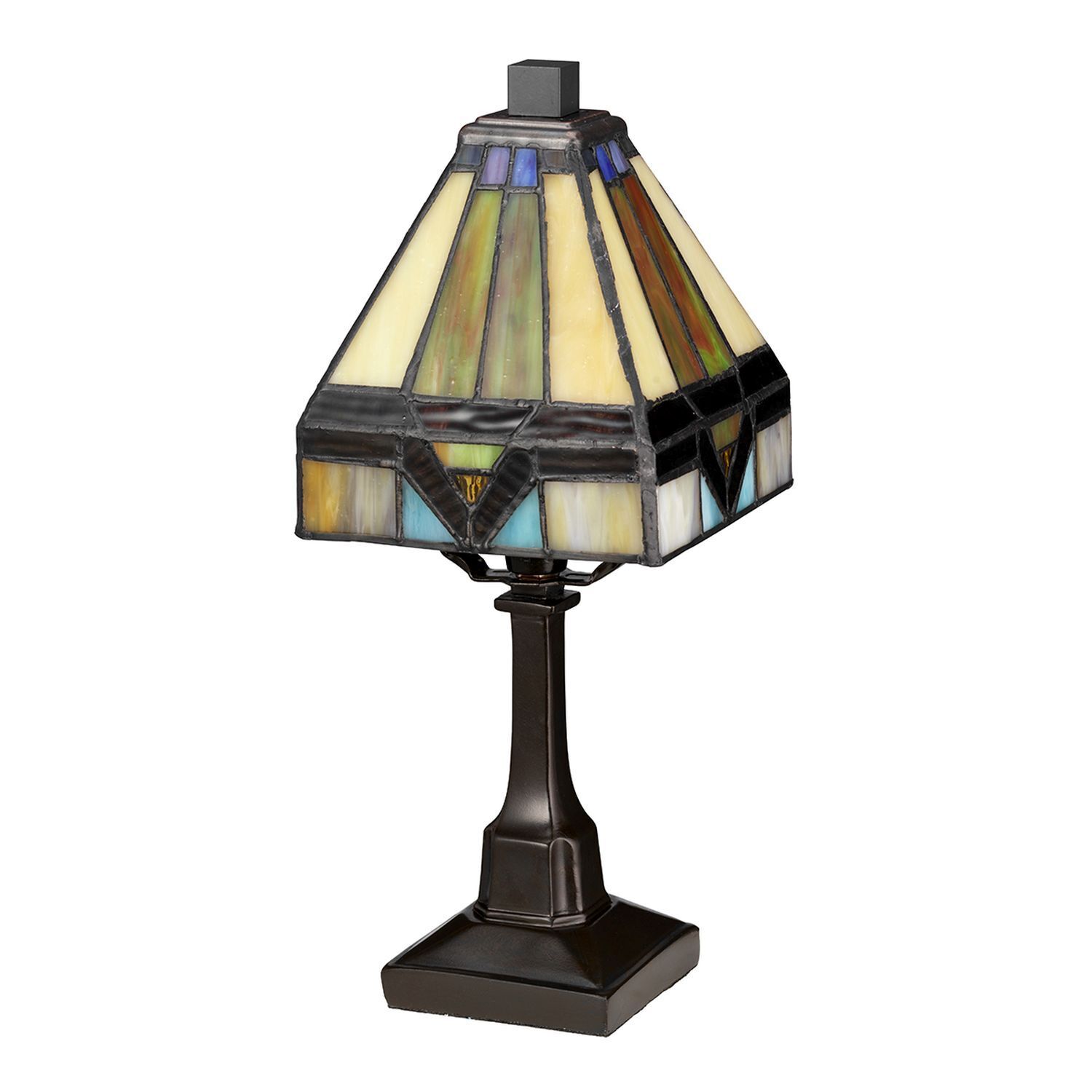 Tischlampe Tiffany Stil E14 30,5cm in Bronze antik Gelb Lampe, Tischlampe, Lampenschirm